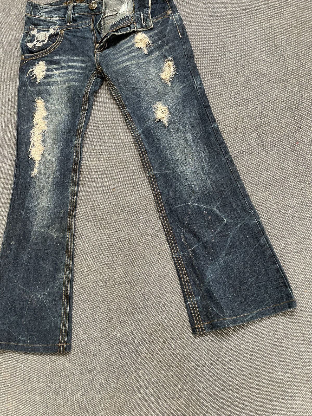 Japanese Brand Flare Original Jeans Distressed Jeans Size US 32 / EU 48 - 4 Thumbnail