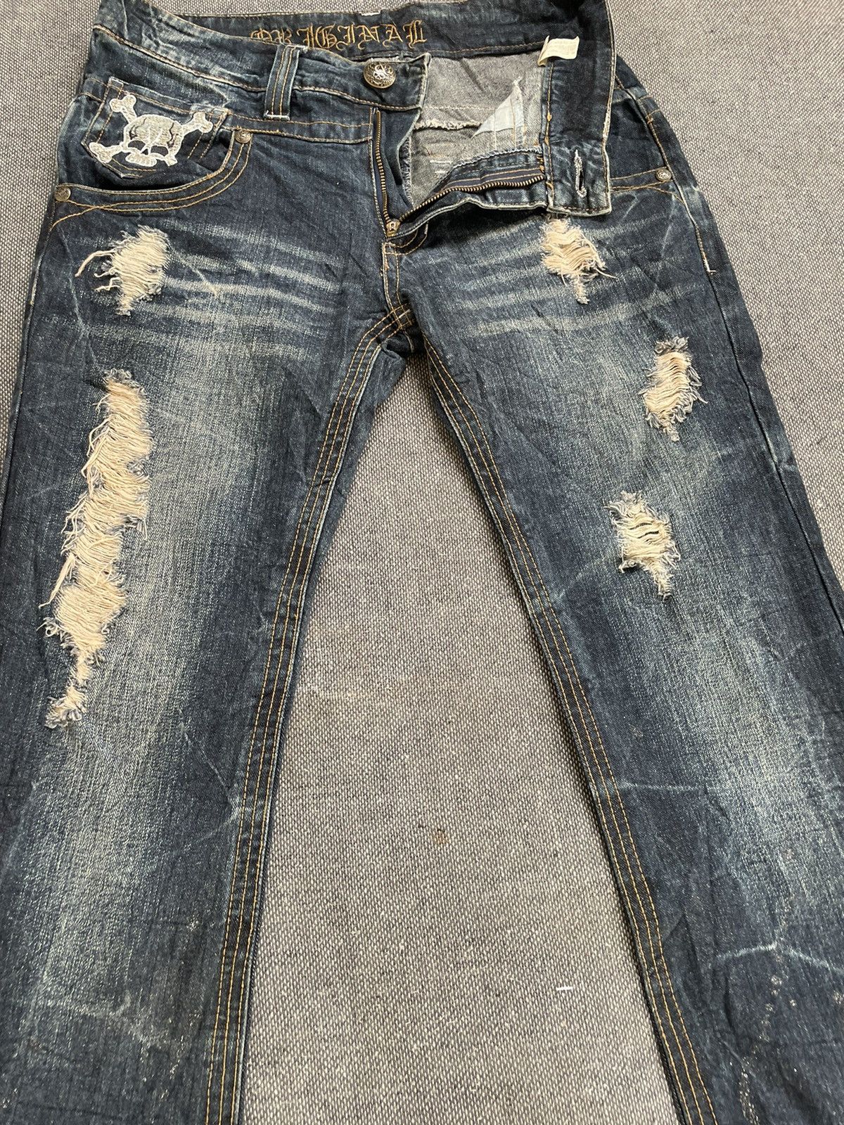 Japanese Brand Flare Original Jeans Distressed Jeans Size US 32 / EU 48 - 7 Thumbnail