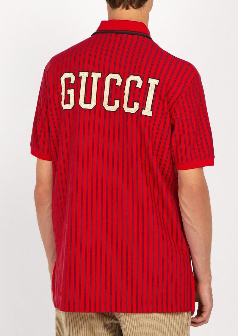 image of Gucci X Mlb Detroit Tigers Baseball Stripe Polo in Red, Men's (Size Small)