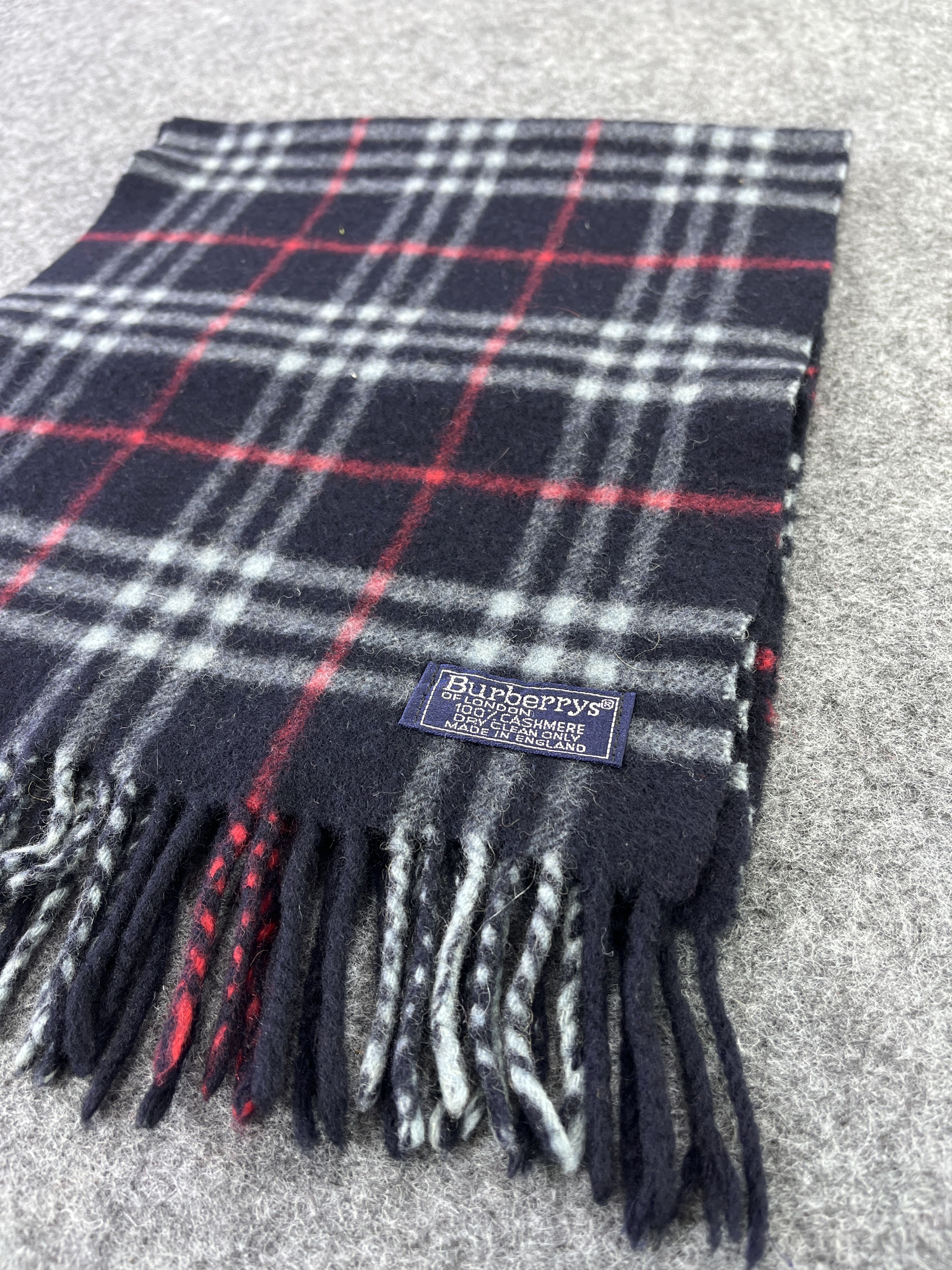 Burberry Burberry's Cashmere Navy Blue Check Scarf - T009 Size ONE SIZE - 5 Thumbnail