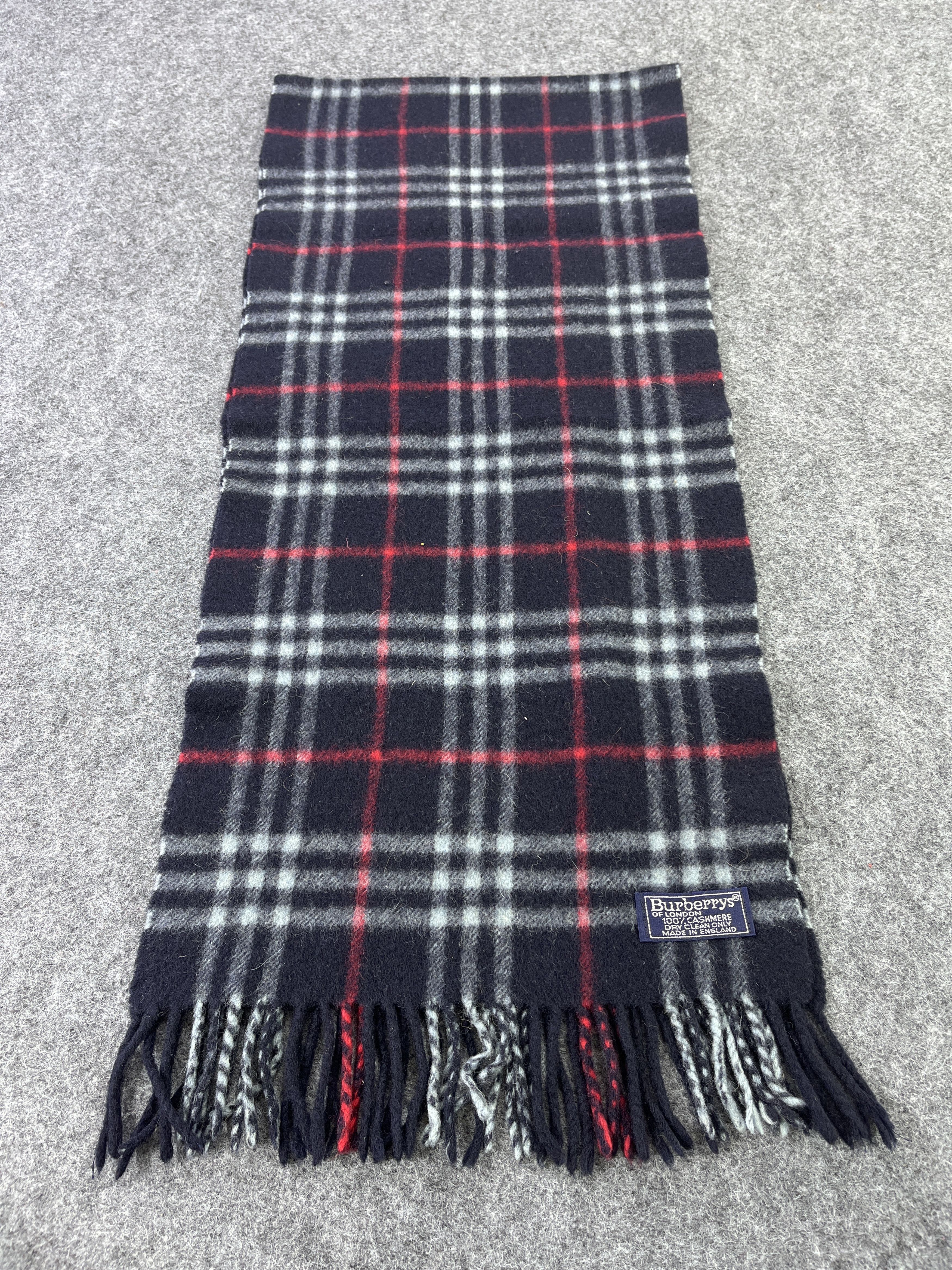 Burberry Burberry's Cashmere Navy Blue Check Scarf - T009 Size ONE SIZE - 1 Thumbnail