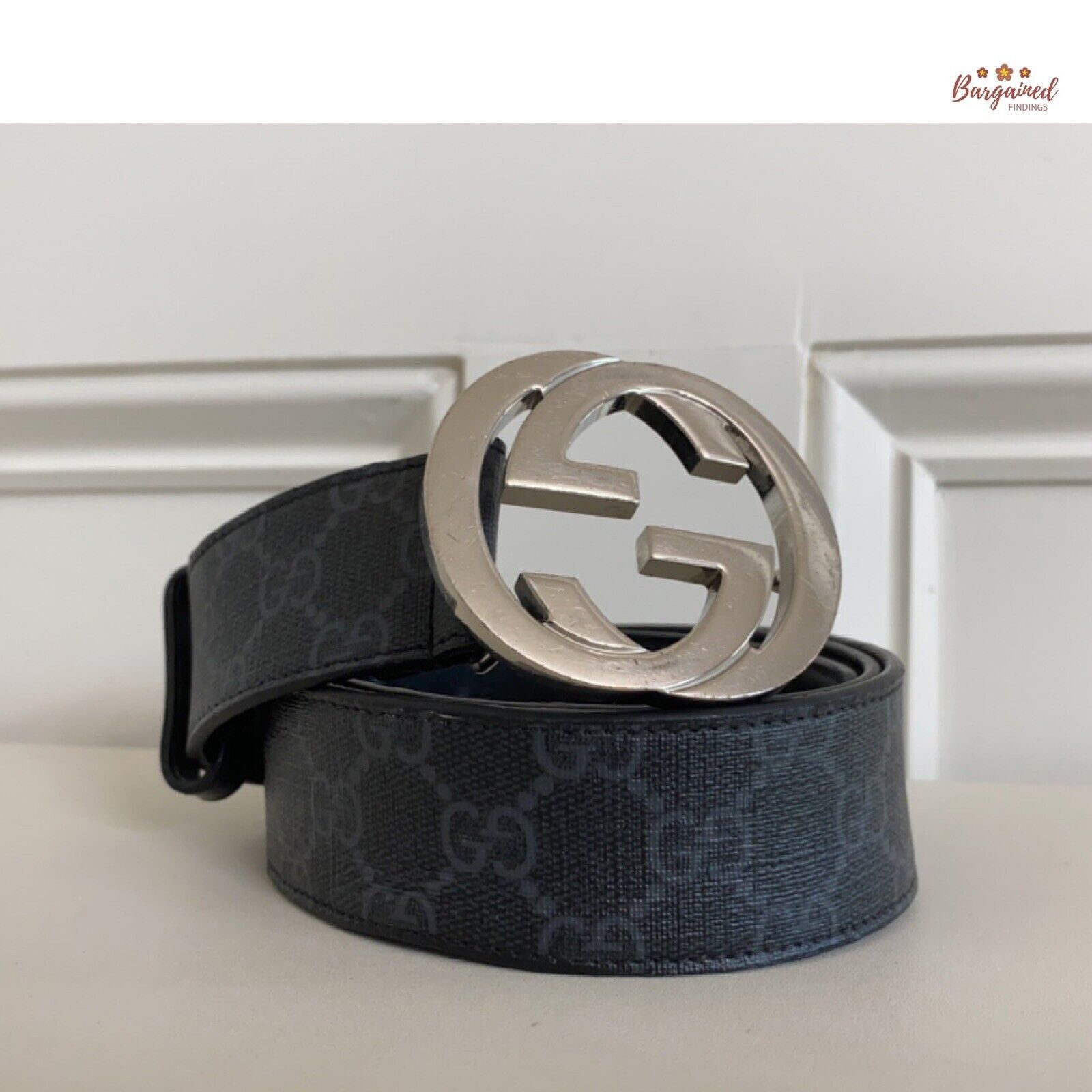 Gucci Blue GG Supreme Canvas Interlocking G Buckle Belt 90 CM Gucci