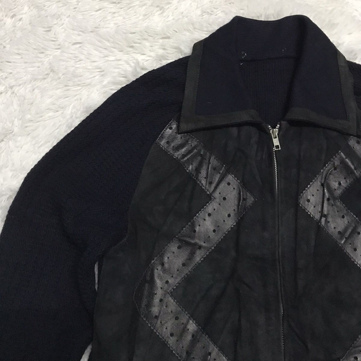 Japanese Brand Tokyo Cross Leather & Knitwear Zipper Jacket Size US M / EU 48-50 / 2 - 3 Thumbnail