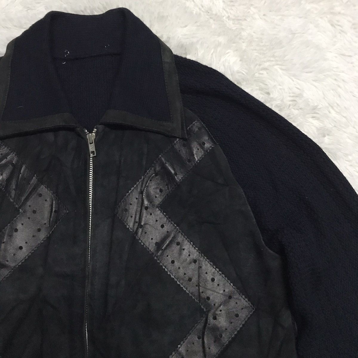 Japanese Brand Tokyo Cross Leather & Knitwear Zipper Jacket Size US M / EU 48-50 / 2 - 4 Thumbnail