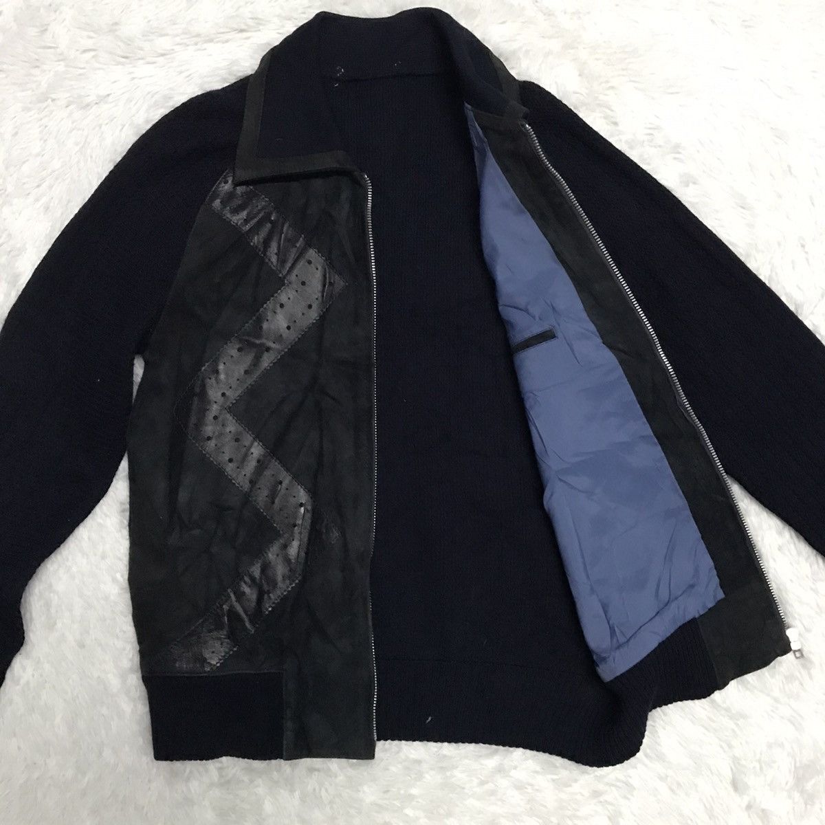 Japanese Brand Tokyo Cross Leather & Knitwear Zipper Jacket Size US M / EU 48-50 / 2 - 14 Thumbnail