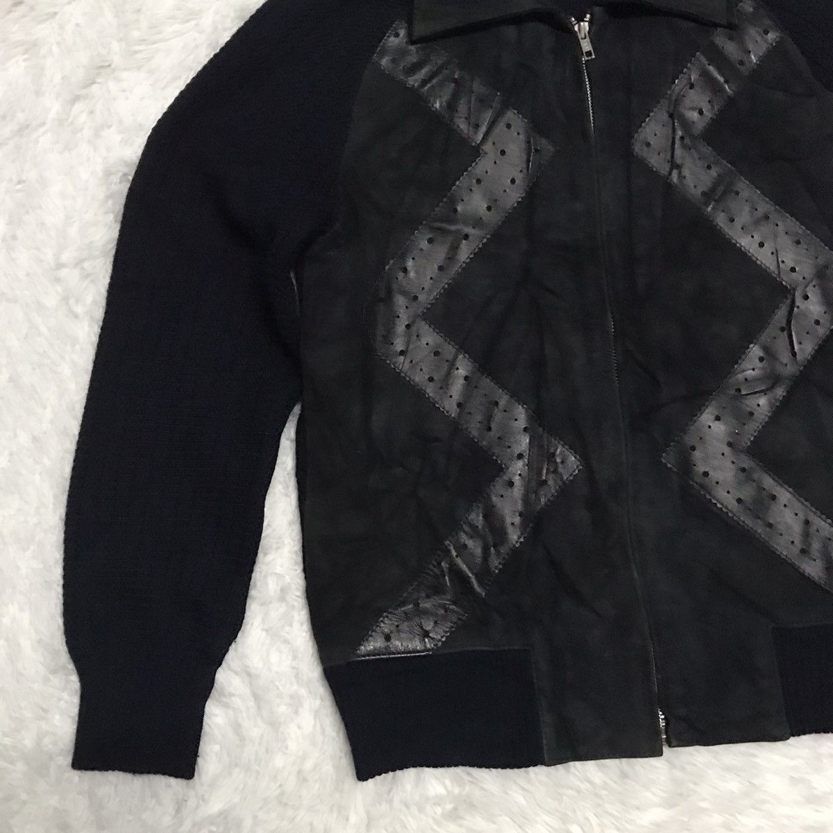 Japanese Brand Tokyo Cross Leather & Knitwear Zipper Jacket Size US M / EU 48-50 / 2 - 6 Thumbnail