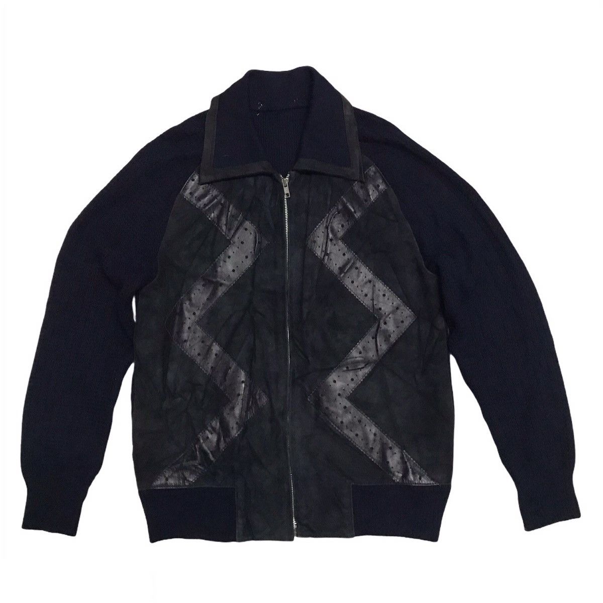 Japanese Brand Tokyo Cross Leather & Knitwear Zipper Jacket Size US M / EU 48-50 / 2 - 1 Thumbnail