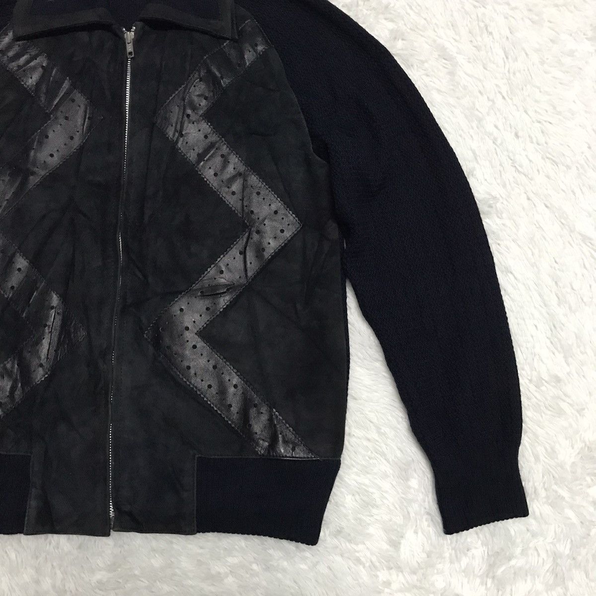 Japanese Brand Tokyo Cross Leather & Knitwear Zipper Jacket Size US M / EU 48-50 / 2 - 5 Thumbnail
