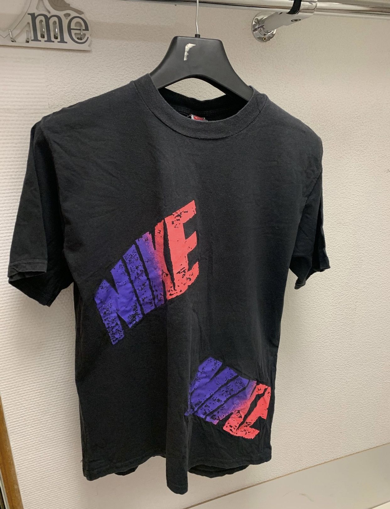 Nike vintage t-shirt big logo red tags L sz full print 90th