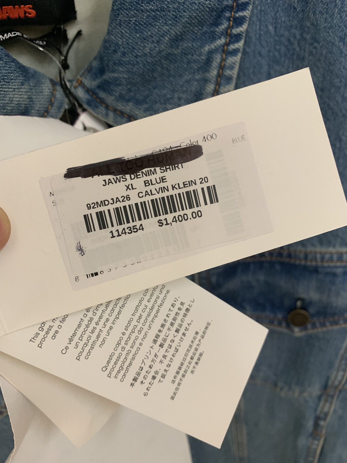 Calvin Klein 205W39NYC Calvin x Jaws Denim Jacket Size US XL / EU 56 / 4 - 9 Thumbnail
