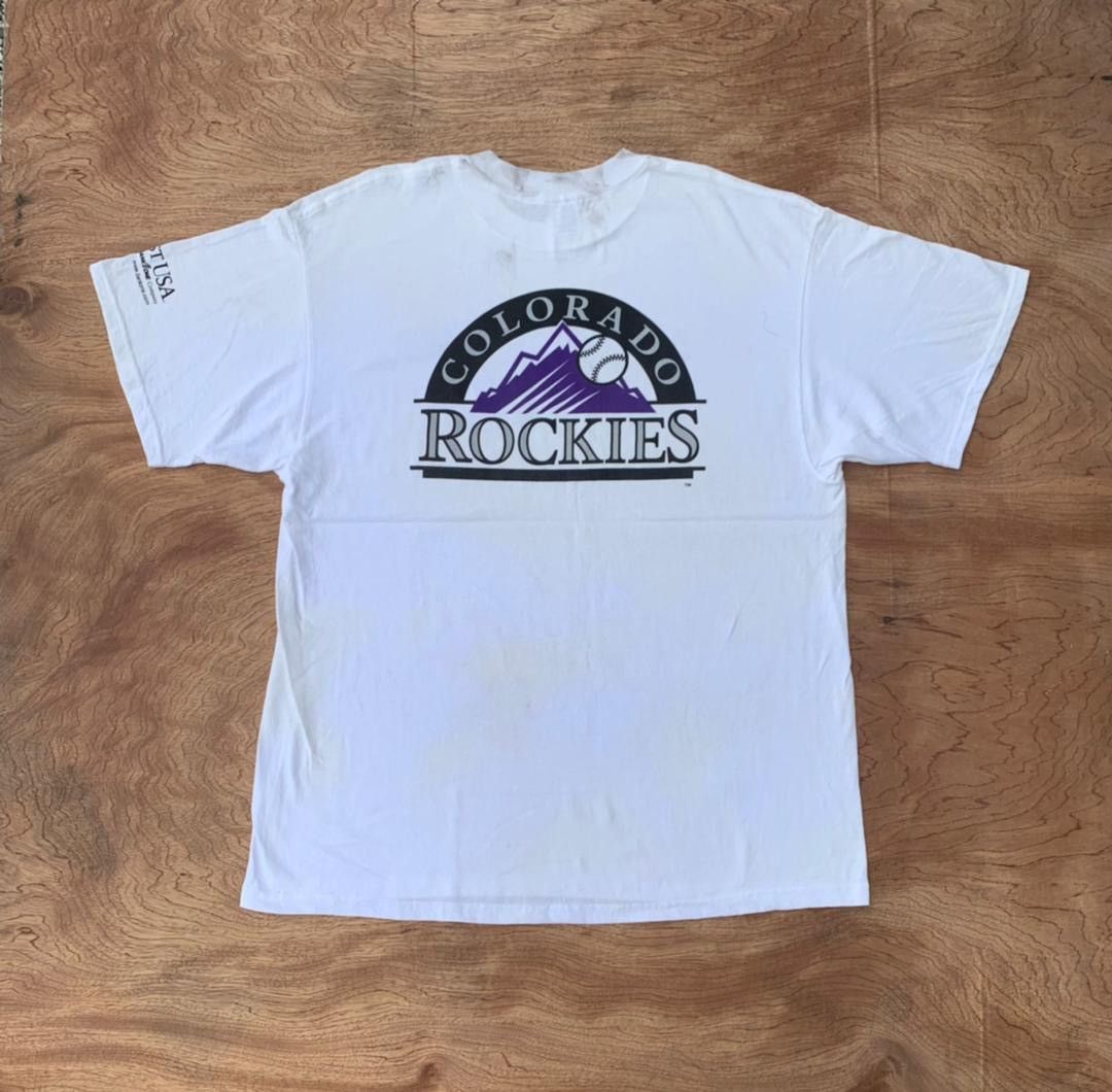 image of Vintage Tee D - 22 Colorado Rockies in White, Men's (Size XL)