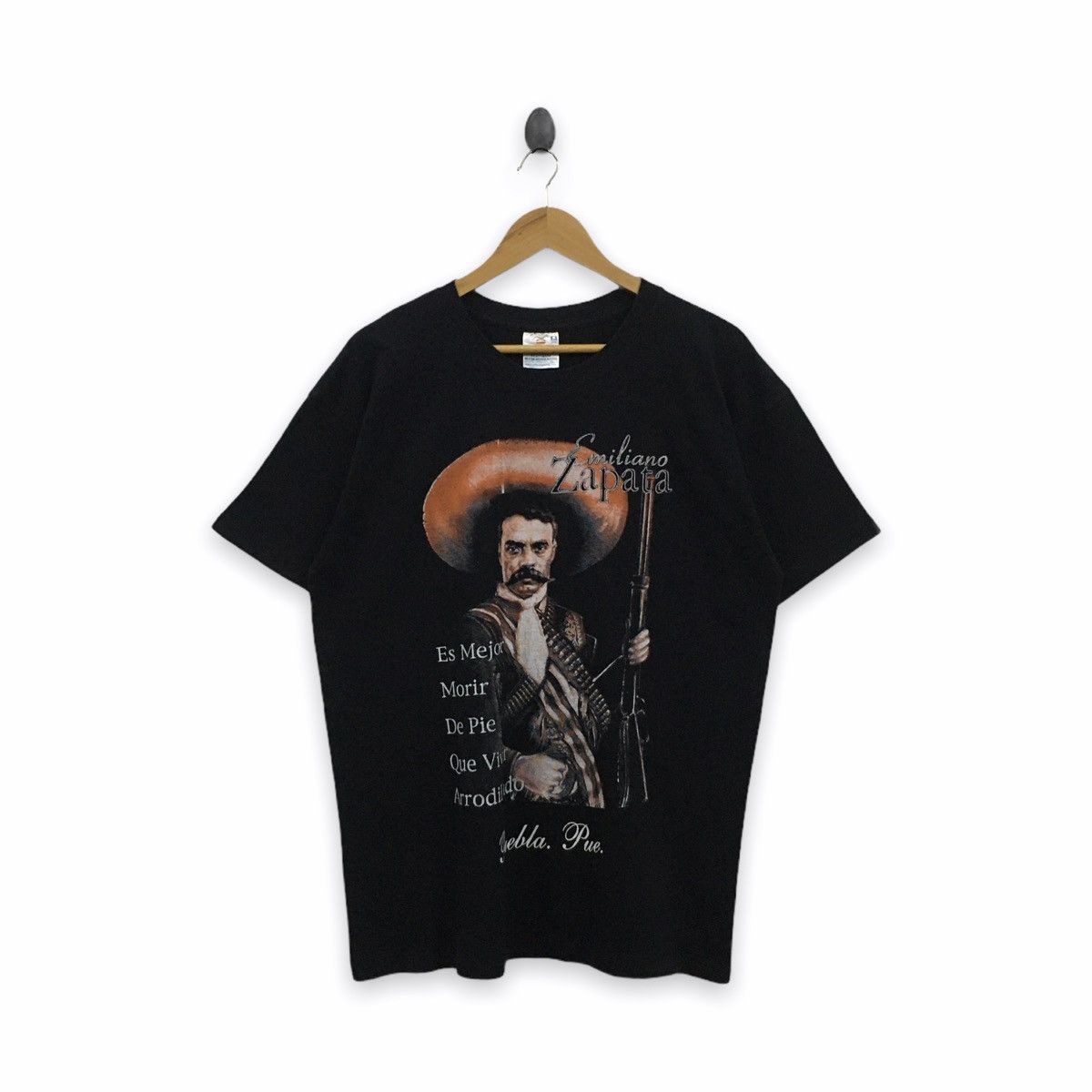 image of Revolution Clothing x Vintage Emiliano Zapata Mexican Revolution Armed Struggle in Black (Size Larg