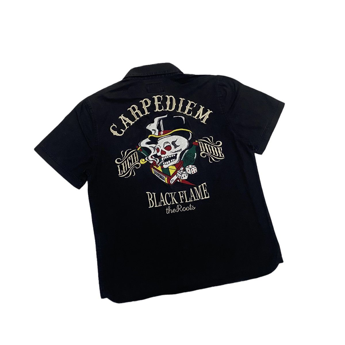 Hysteric Glamour BLACK FLAME CARPEDIEM SKULLS EMBROIDERED BUTTON COLLAR SHIRT Size US S / EU 44-46 / 1 - 2 Thumbnail