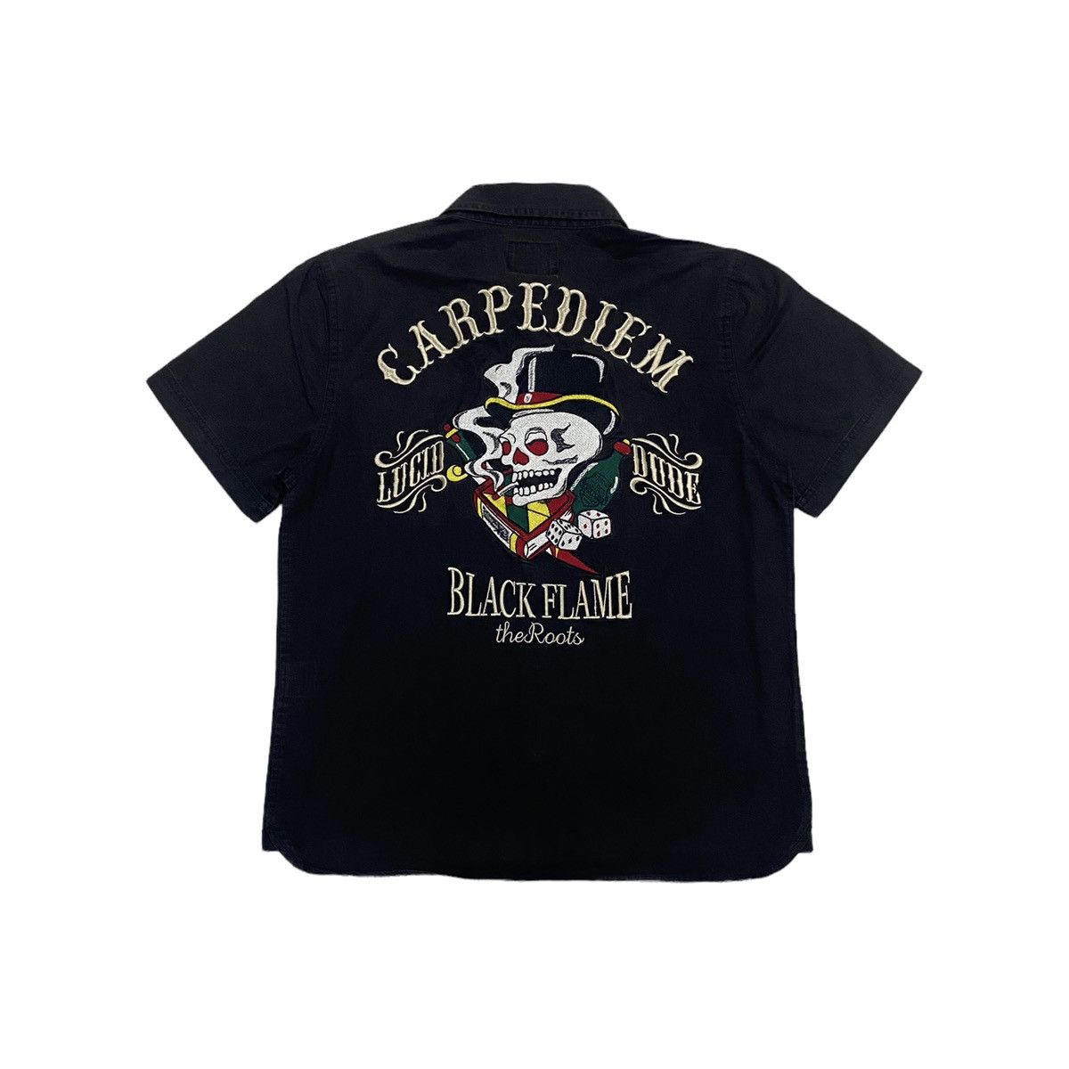 Hysteric Glamour BLACK FLAME CARPEDIEM SKULLS EMBROIDERED BUTTON COLLAR SHIRT Size US S / EU 44-46 / 1 - 3 Thumbnail