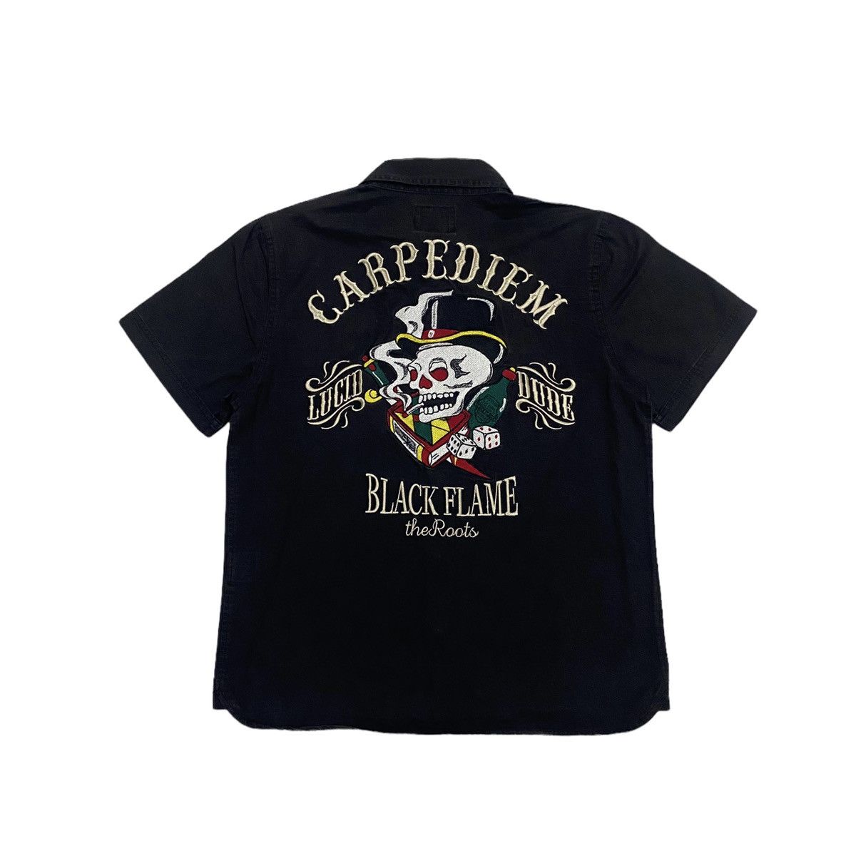 Hysteric Glamour BLACK FLAME CARPEDIEM SKULLS EMBROIDERED BUTTON COLLAR SHIRT Size US S / EU 44-46 / 1 - 1 Thumbnail