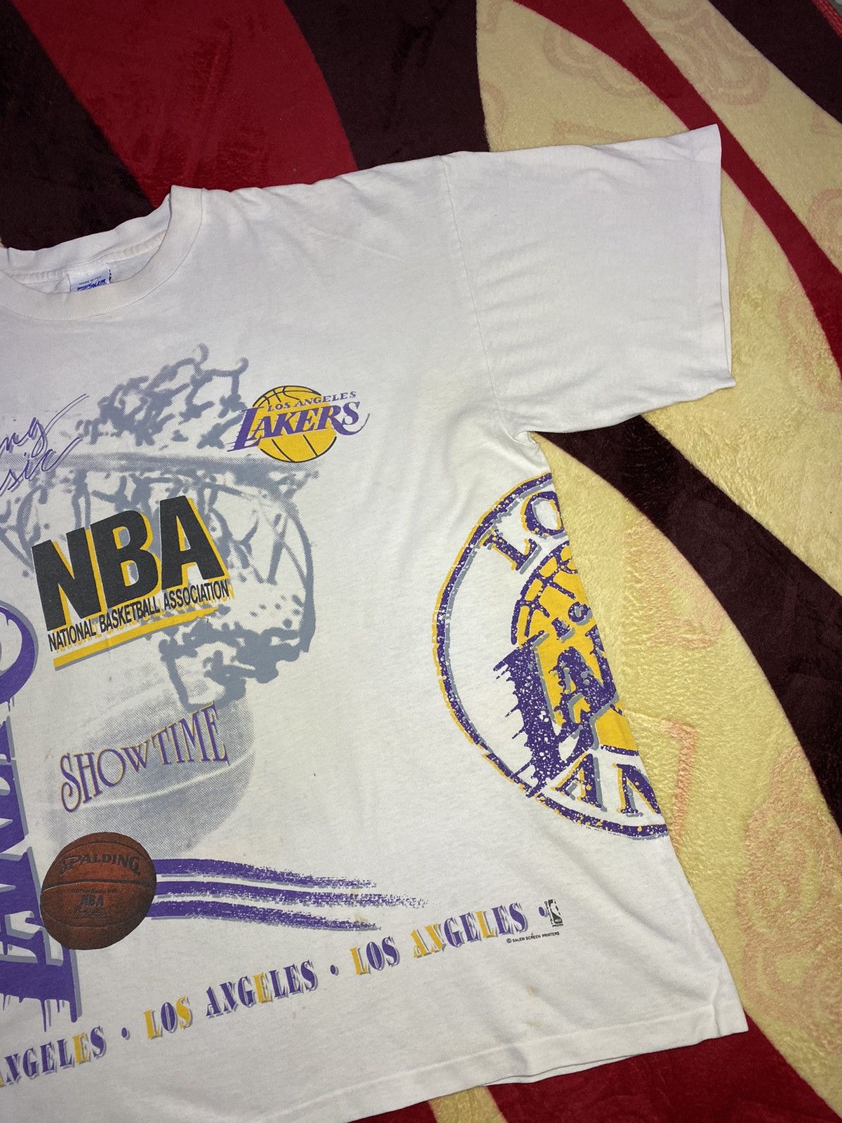 NBA × Vintage Vintage 90s Los Angeles Lakers tshirt Size US XL / EU 56 / 4 - 4 Thumbnail