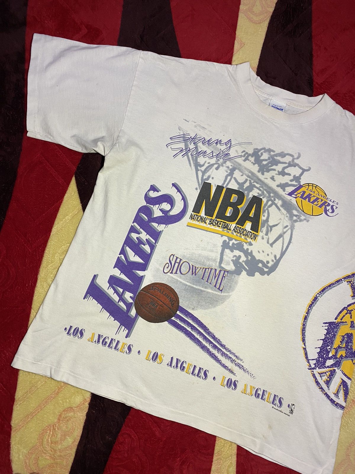 NBA × Vintage Vintage 90s Los Angeles Lakers tshirt Size US XL / EU 56 / 4 - 2 Thumbnail