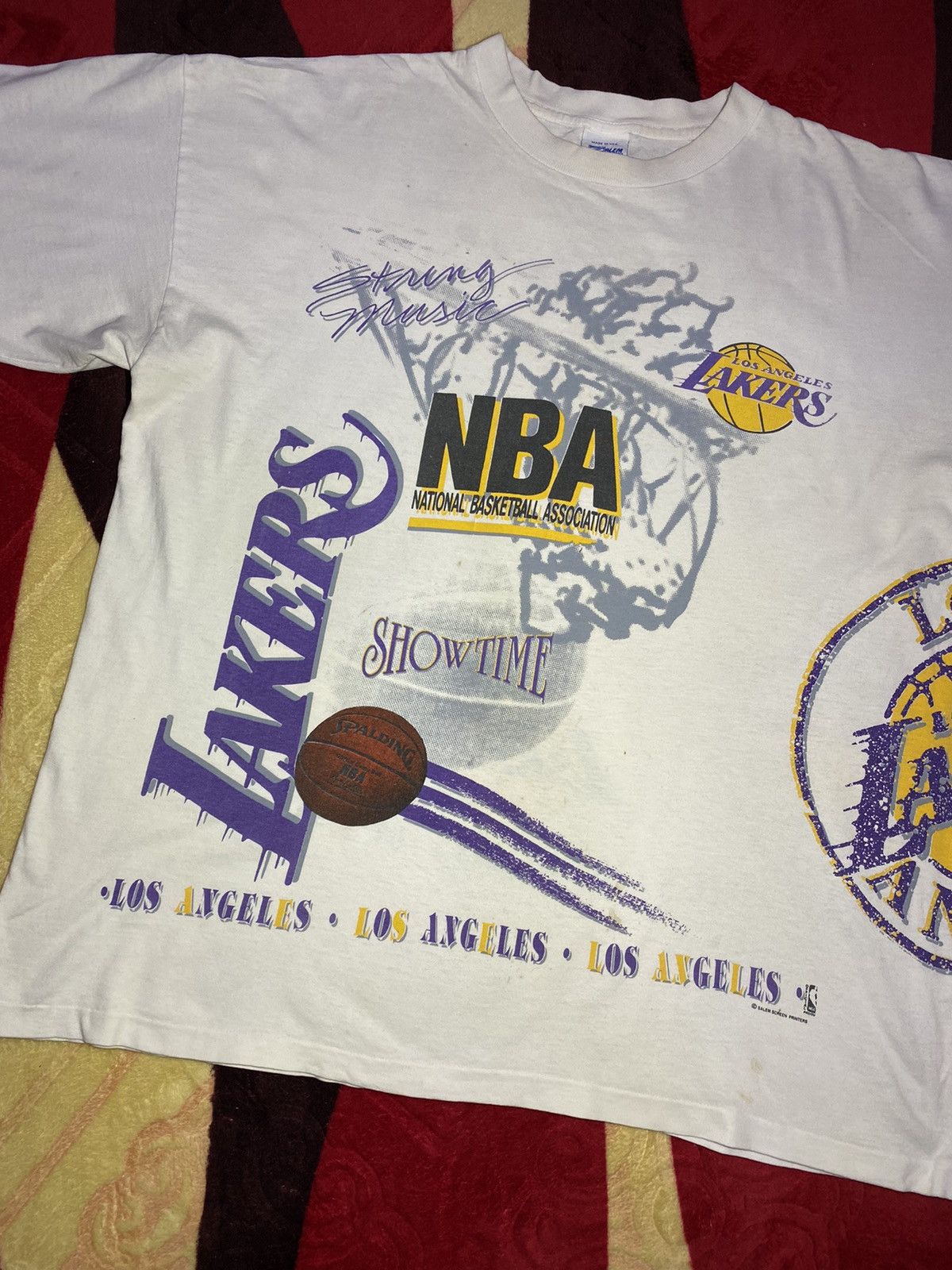 NBA × Vintage Vintage 90s Los Angeles Lakers tshirt Size US XL / EU 56 / 4 - 1 Thumbnail