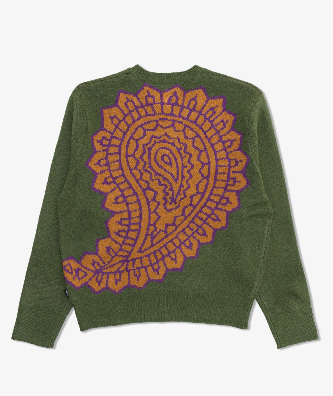 image of Ss21 Stussy Paisley Green Knit X-Large, Men's (Size XL)