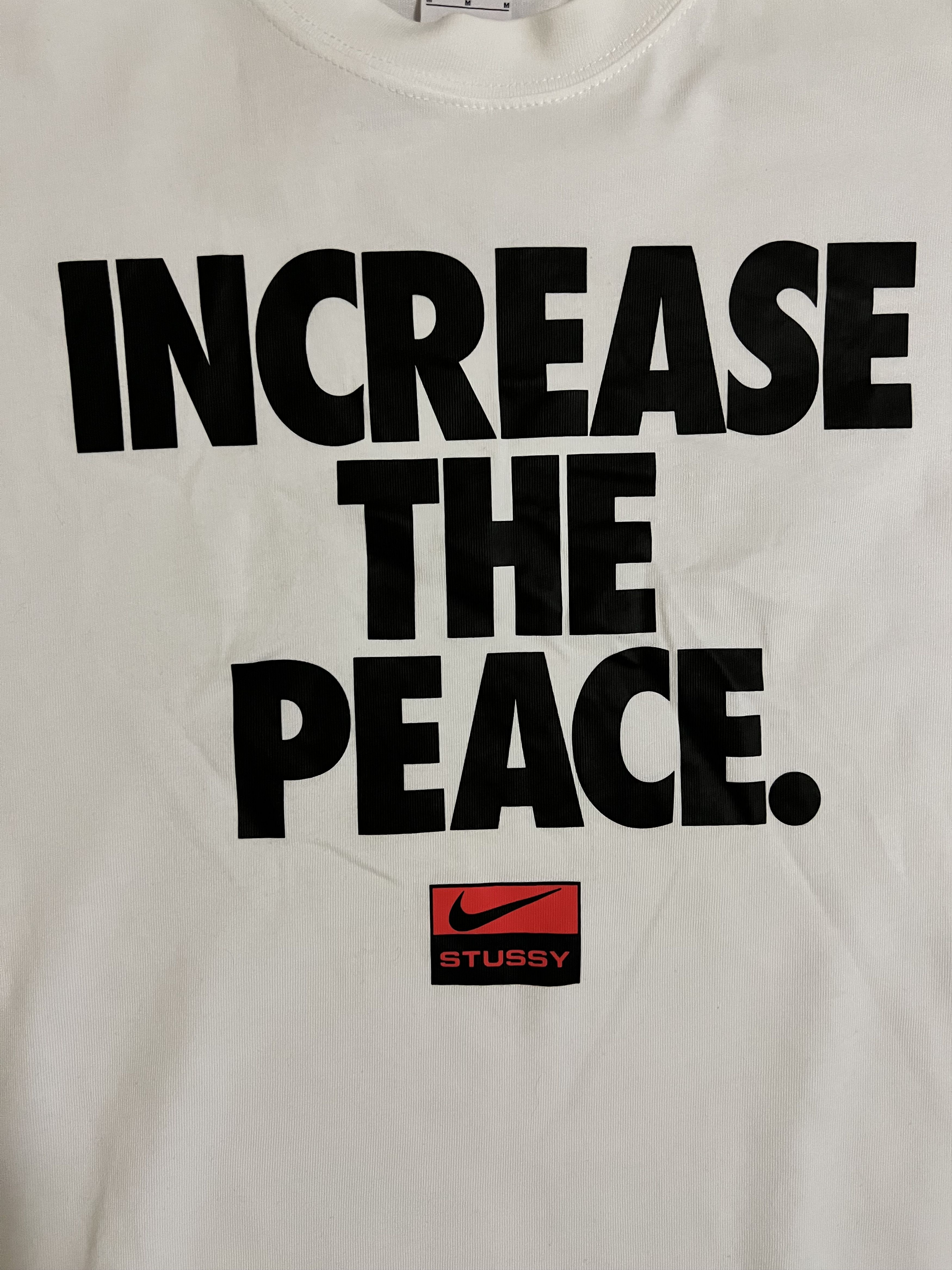 Nike × Stussy 💚 Stussy x Nike Increase The Peace White Tee Medium Size US M / EU 48-50 / 2 - 3 Thumbnail