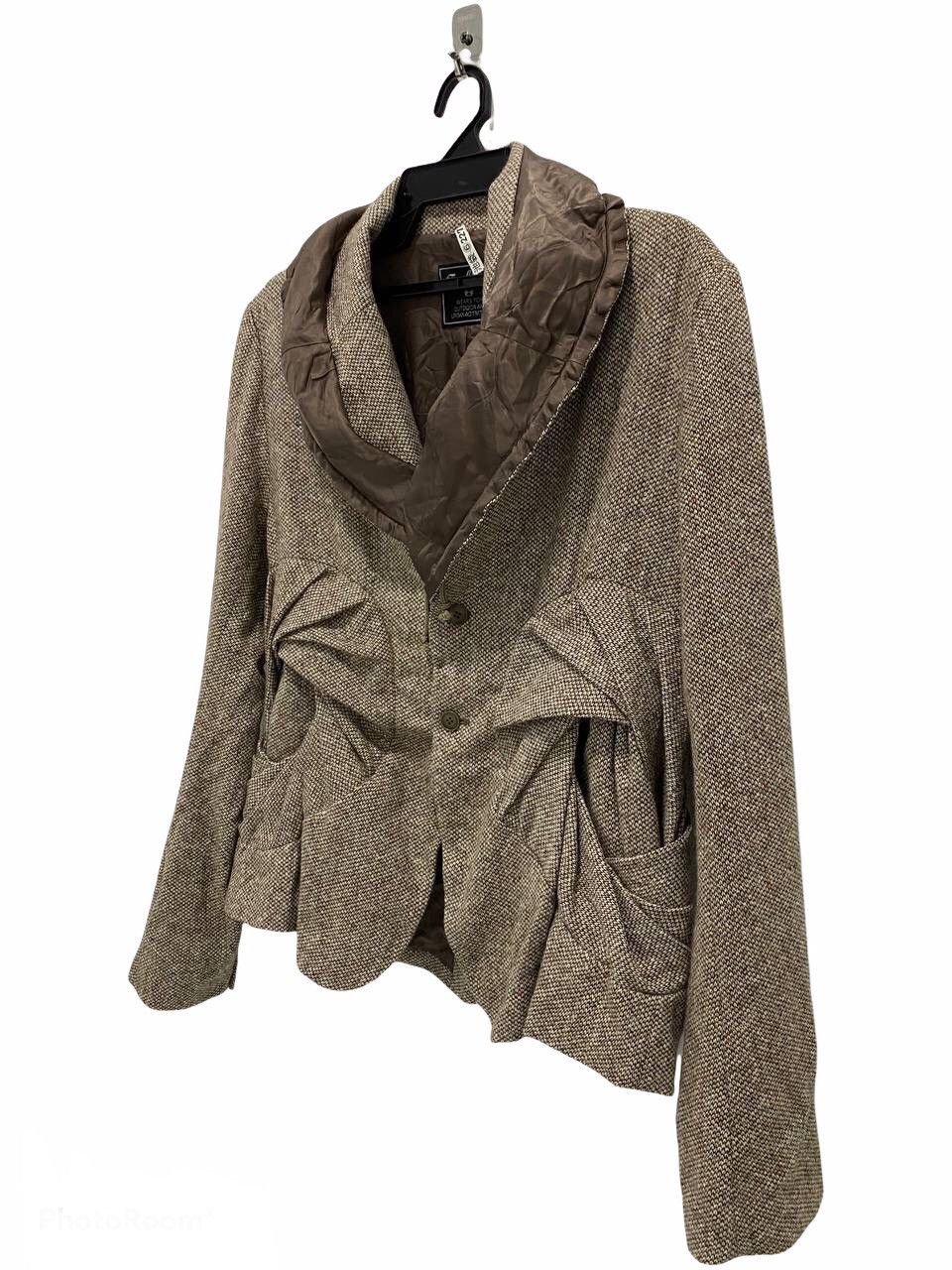 Final Home × Issey Miyake Final Home by Kosuke Tsumura Brown Drape Collar Wool Jacket Size US M / EU 48-50 / 2 - 4 Thumbnail