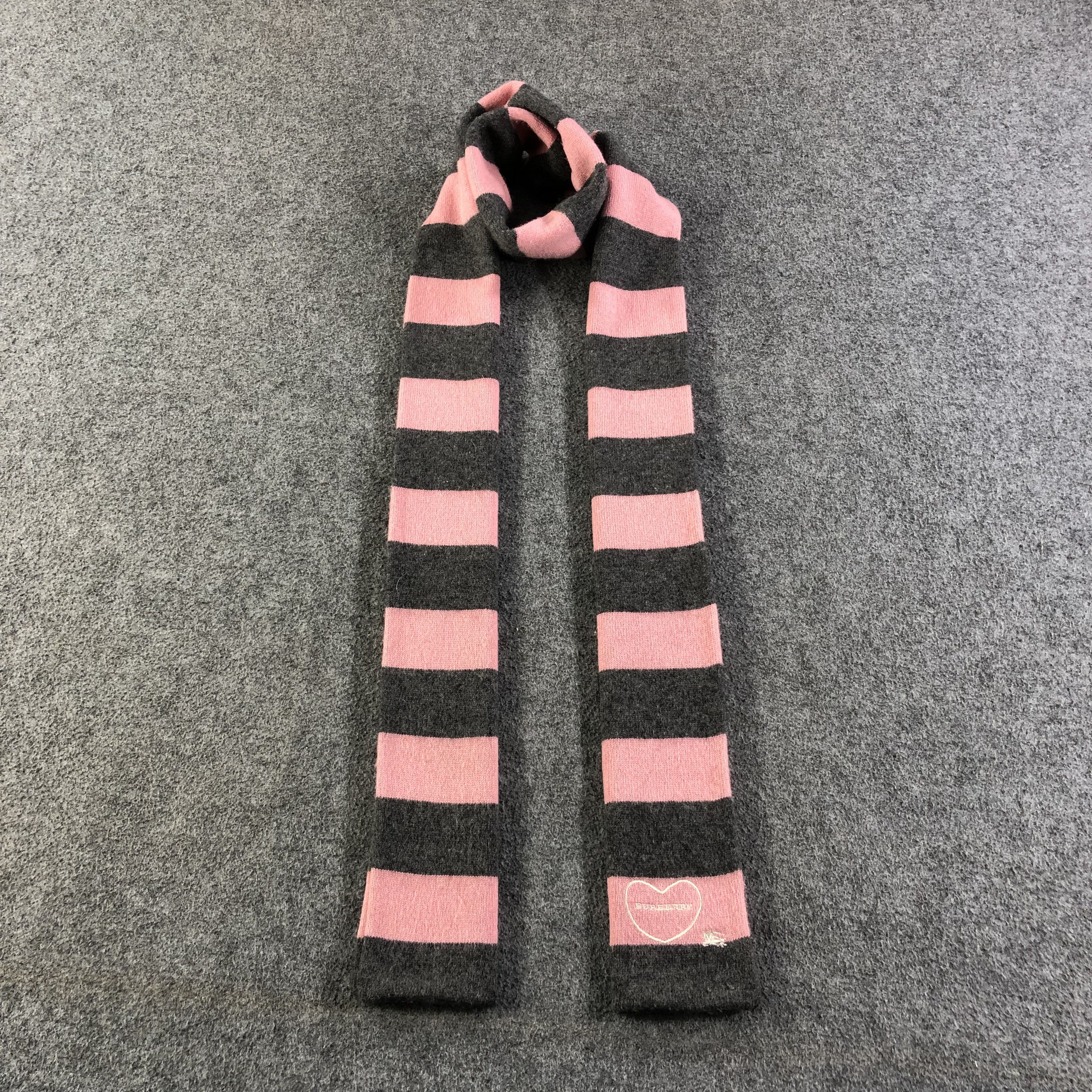 Burberry Blue Label Striped Wool Scarf Muffler V1271
