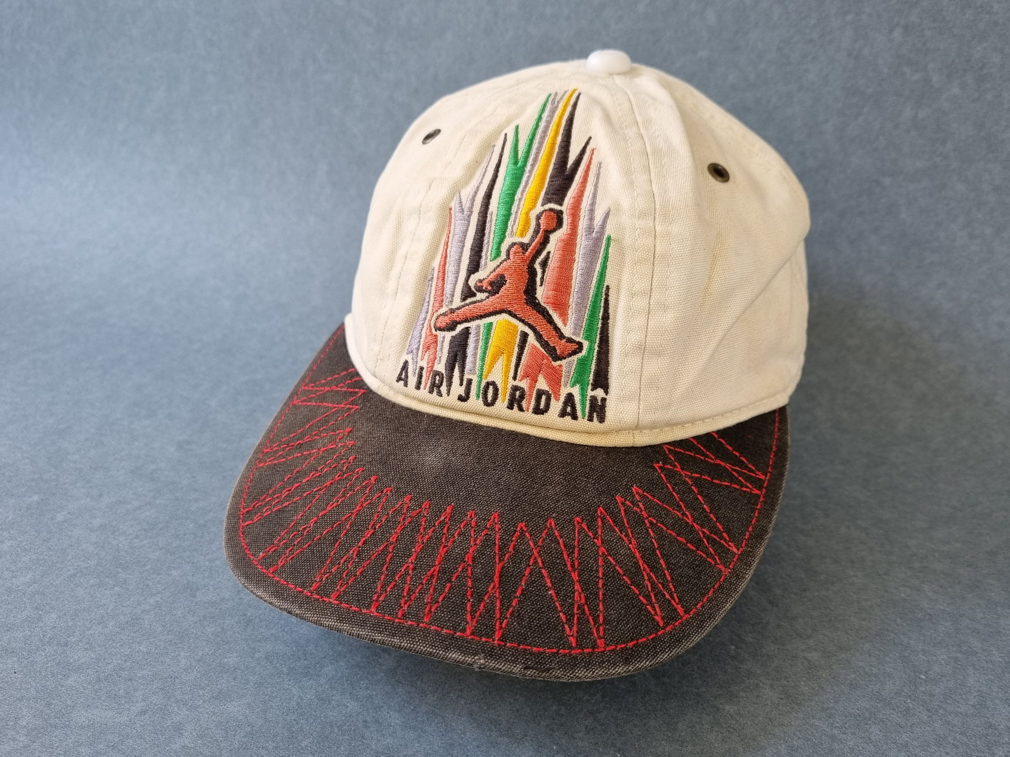 Jordan Brand × Nike × Vintage Rare 90s Jordan NIKE Youth Thrashed Faded Cap Size ONE SIZE - 1 Thumbnail