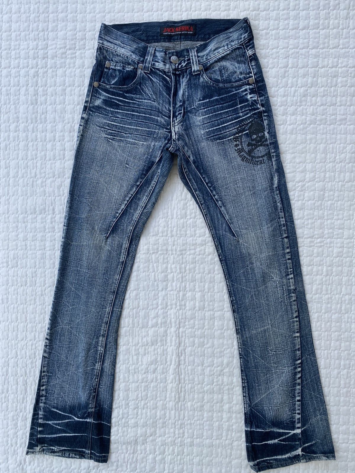 Japanese Brand Acid Wash Flare Denim By Jack Serika Size US 30 / EU 46 - 1 Thumbnail