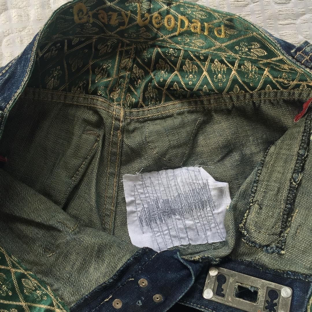 Japanese Brand Distressed Denim By Crazy Leopard Size US 31 - 14 Thumbnail