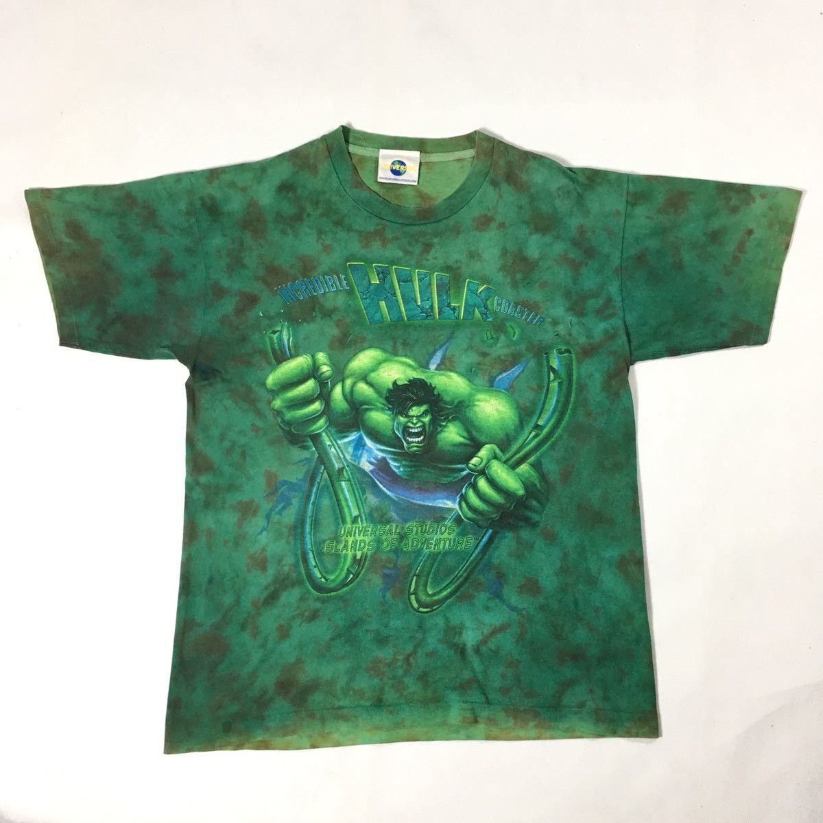 Marvel Comics × Universal Studios × Vintage Vtg Hulk Tie Dye Marvel Universal Studio Distressed Tshirt Size US L / EU 52-54 / 3 - 1 Thumbnail