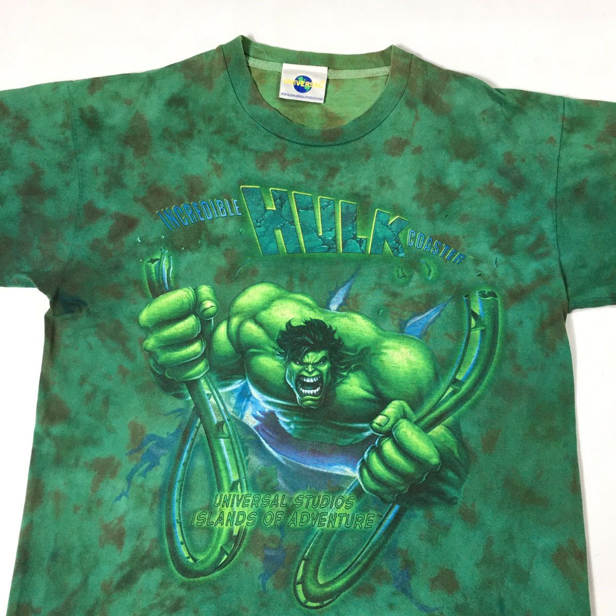 Marvel Comics × Universal Studios × Vintage Vtg Hulk Tie Dye Marvel Universal Studio Distressed Tshirt Size US L / EU 52-54 / 3 - 2 Thumbnail