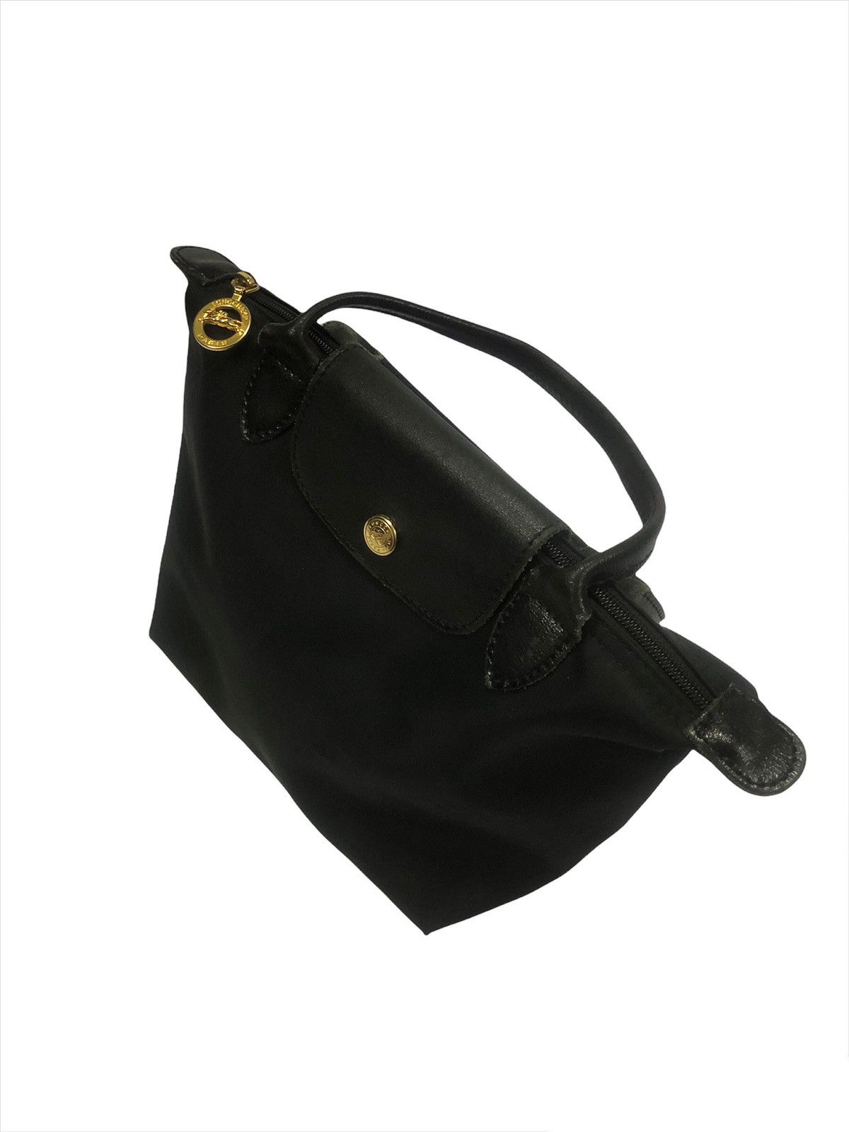 Longchamp GRAIL🔥Longchamp 🇫🇷 Noir Le Pliage Cuir Webbing Mini Bag Size ONE SIZE - 2 Thumbnail