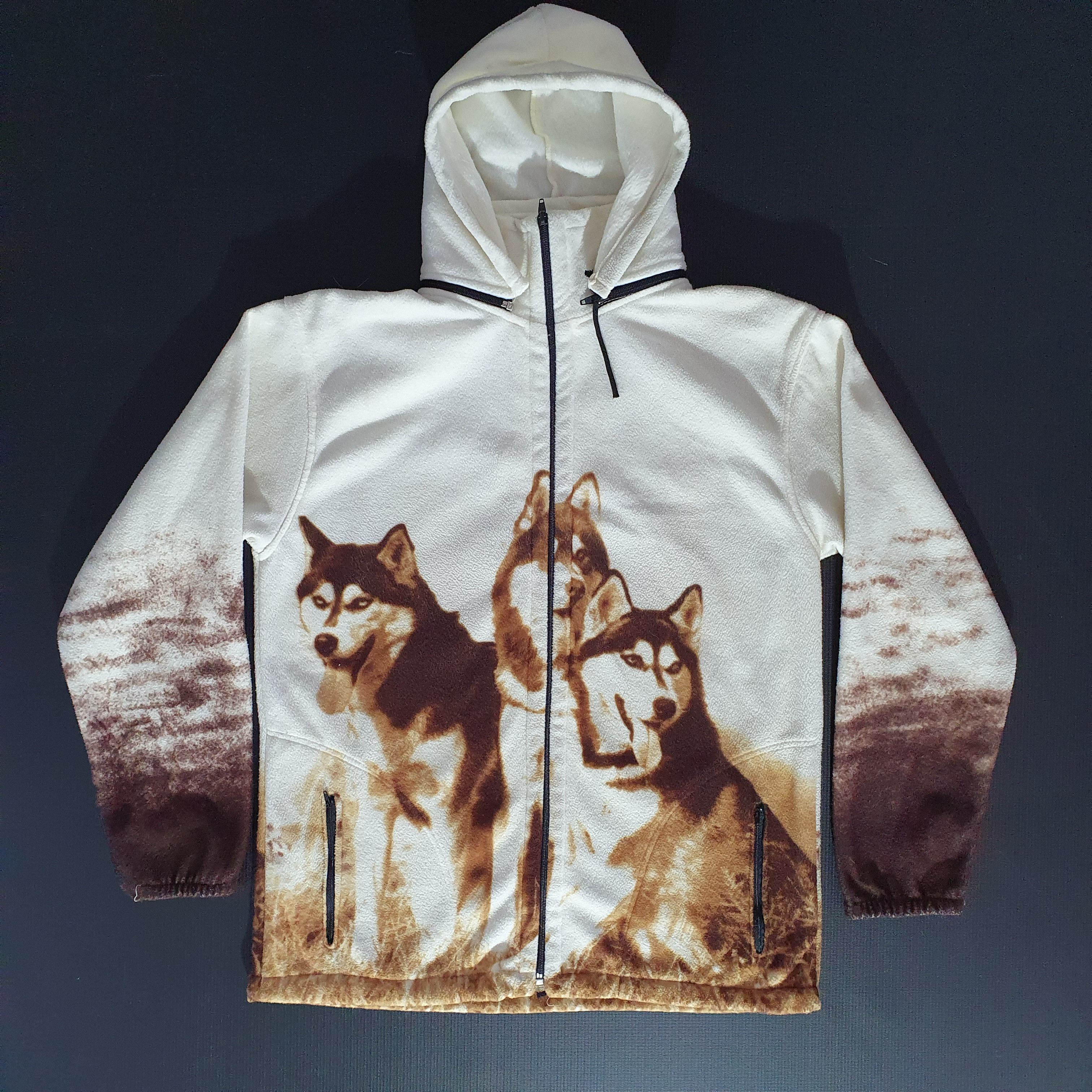 Vintage Vintage Nature Print Fleece Hooded Light Jacket Size US S / EU 44-46 / 1 - 14 Thumbnail