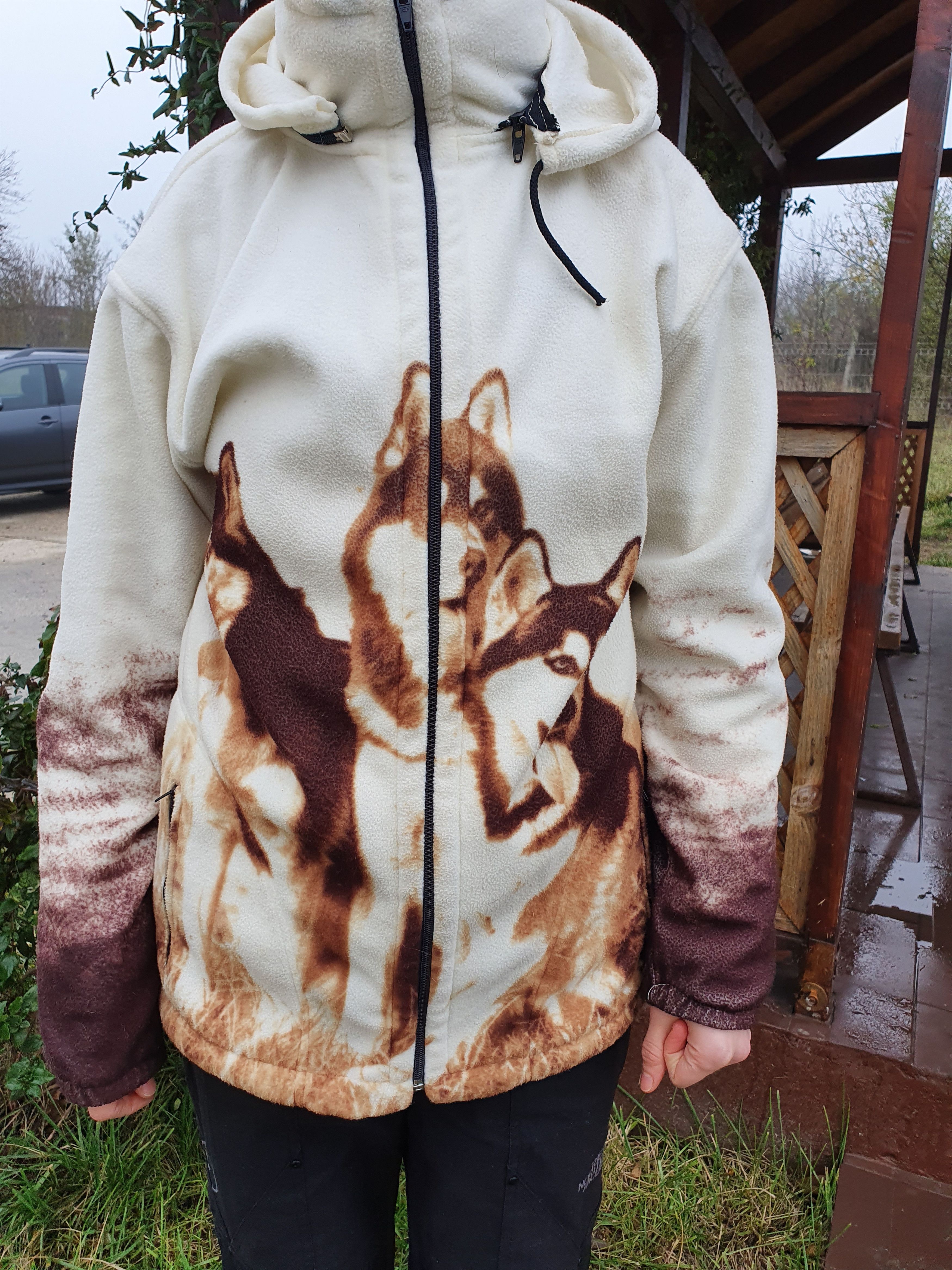 Vintage Vintage Nature Print Fleece Hooded Light Jacket Size US S / EU 44-46 / 1 - 2 Thumbnail
