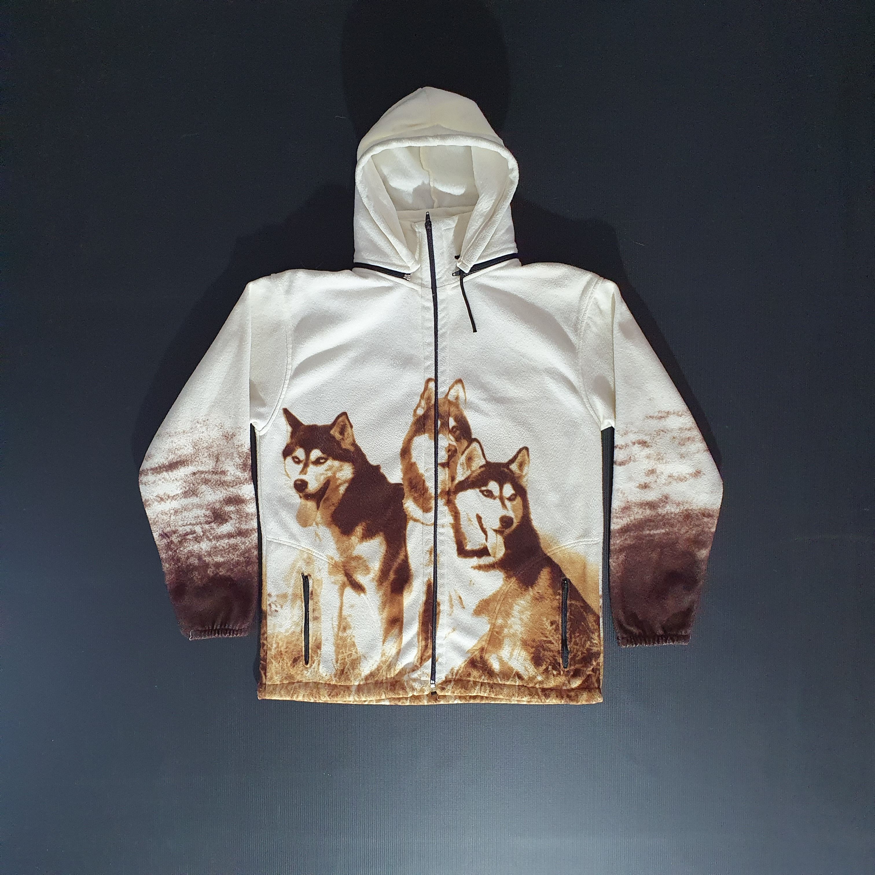Vintage Vintage Nature Print Fleece Hooded Light Jacket Size US S / EU 44-46 / 1 - 6 Thumbnail