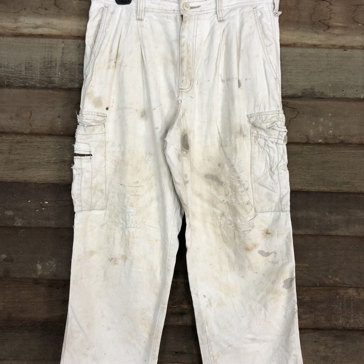 Japanese Brand Evolution Workwear dirty thrased utility Cargo Pants #c964 Size US 30 / EU 46 - 4 Thumbnail