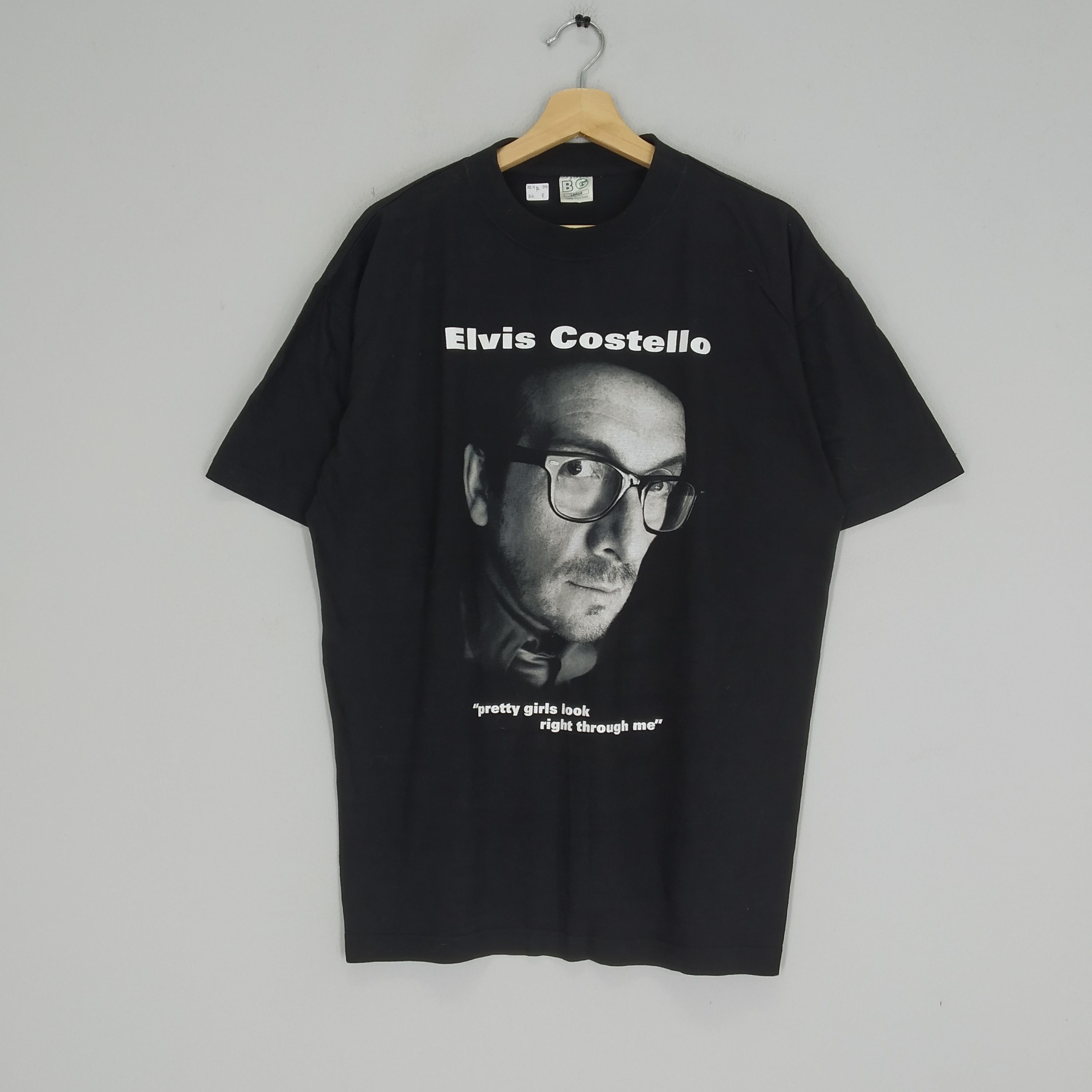 Vintage 90s Elvis Costello British Punk Rock Music Tour Tee