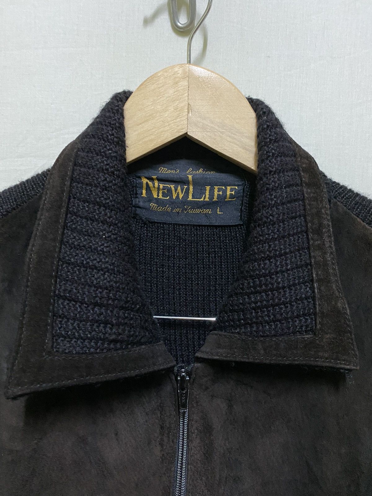 Japanese Brand Leather Jacket Wool Zipper Faded Size US L / EU 52-54 / 3 - 4 Thumbnail