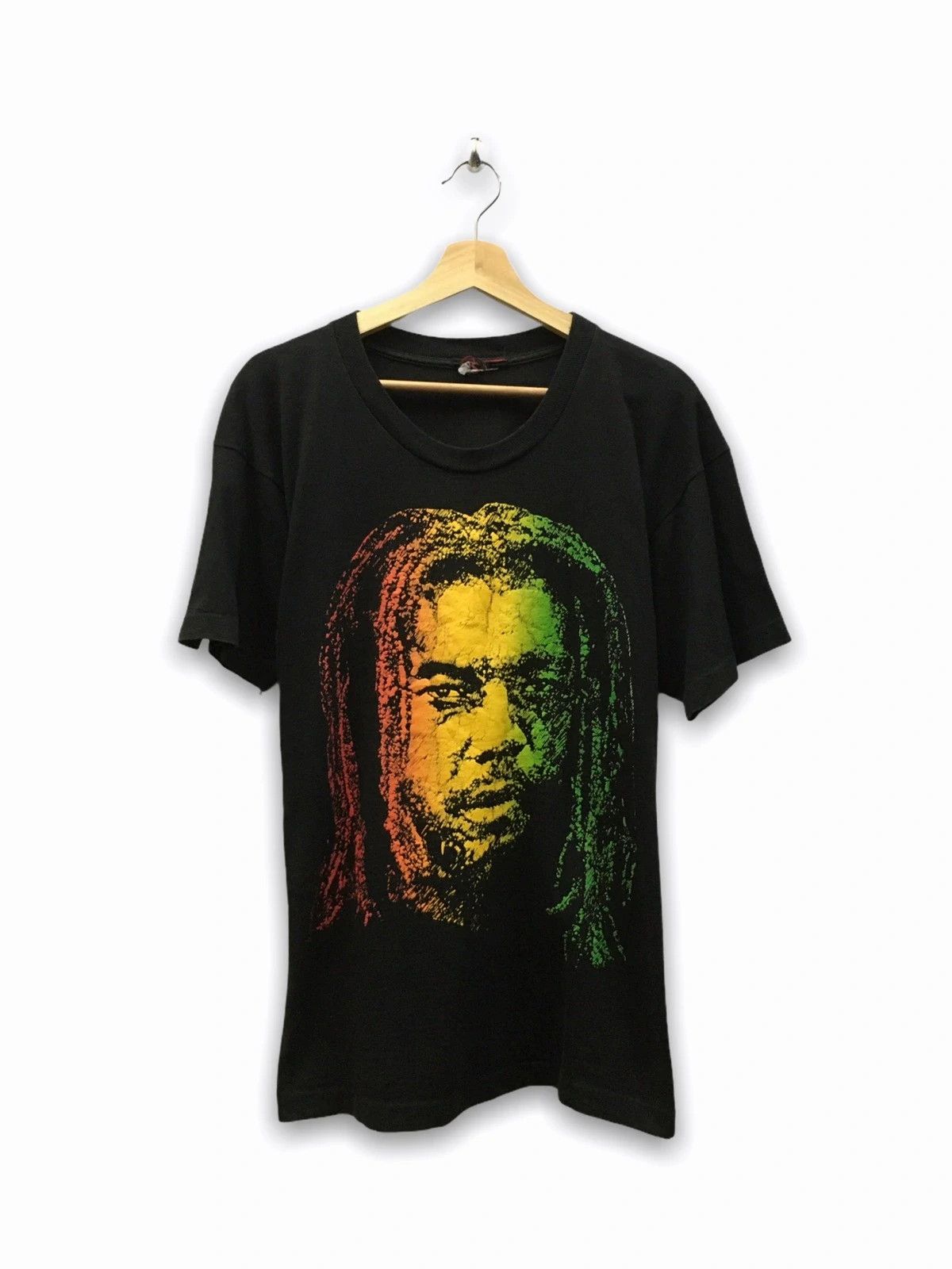 image of Band Tees x Vintage Peter Tosh Song Legalize It Big Printed Tshirt in Black, Men's (Size Large)