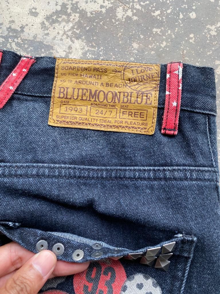 Japanese Brand × Seditionaries Japanese Brand Blue Moon Blue Jeans Patchwork Printed Size US 30 / EU 46 - 13 Thumbnail