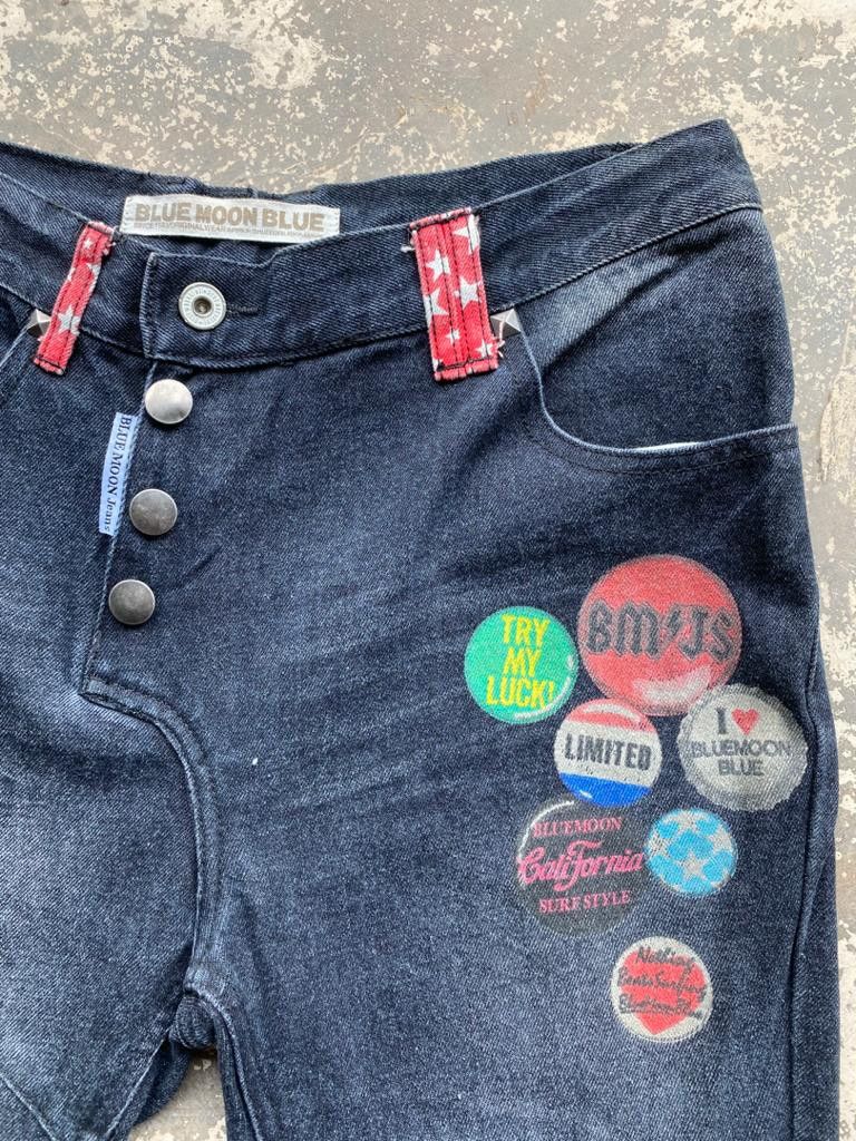 Japanese Brand × Seditionaries Japanese Brand Blue Moon Blue Jeans Patchwork Printed Size US 30 / EU 46 - 6 Thumbnail