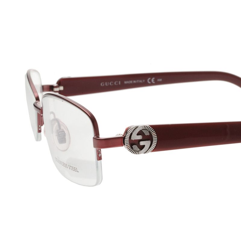 Gucci Gucci 90's Wine Red Monogram Rectangular Frame Glasses Size ONE SIZE - 1 Thumbnail