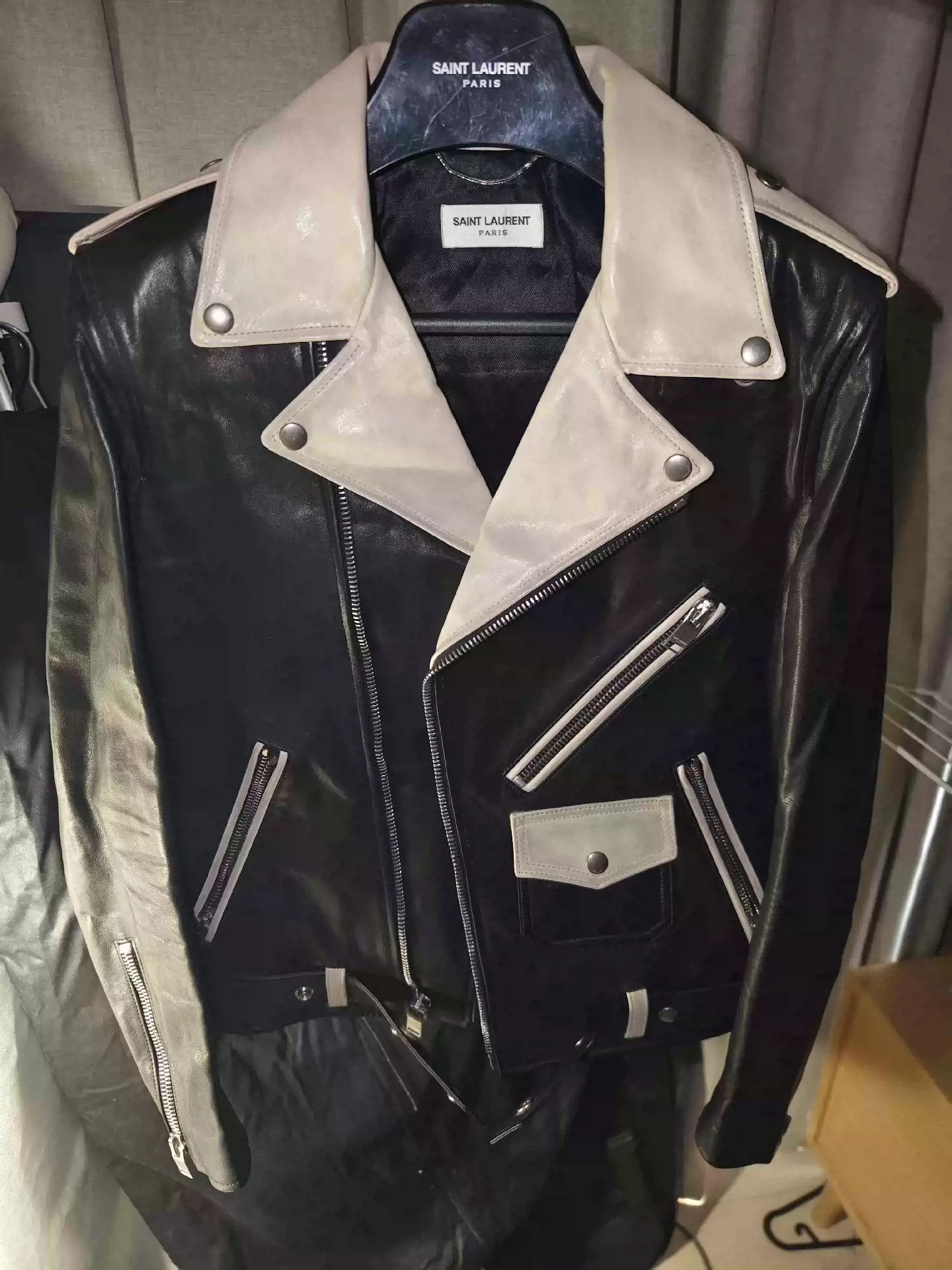 Saint Laurent Paris Saint Laurent 14fw show black and white leather jacket Size US M / EU 48-50 / 2 - 1 Thumbnail