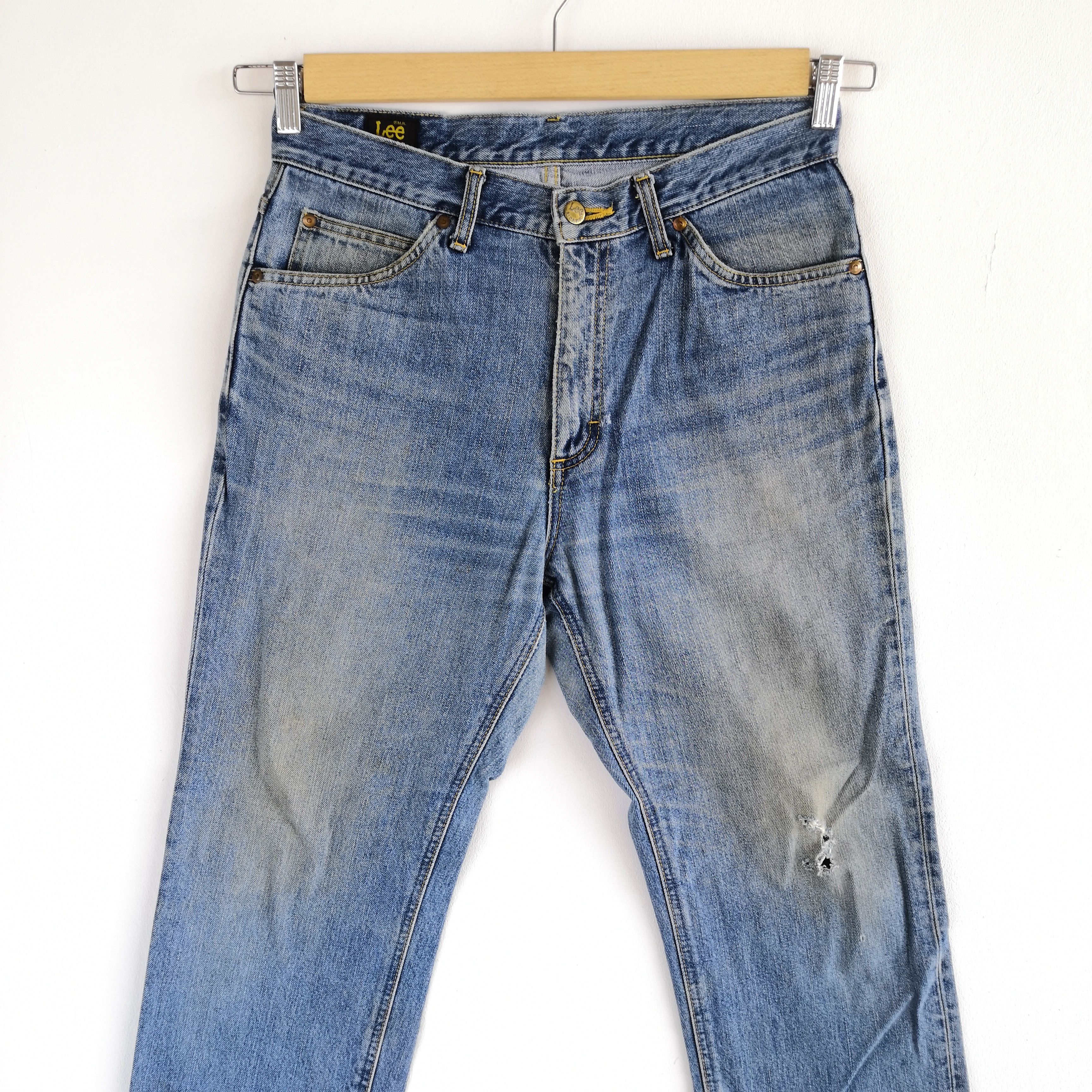 Lee Vintage 90s Lee Stone Wash Jeans Distressed Faded Denim Size US 32 / EU 48 - 4 Thumbnail