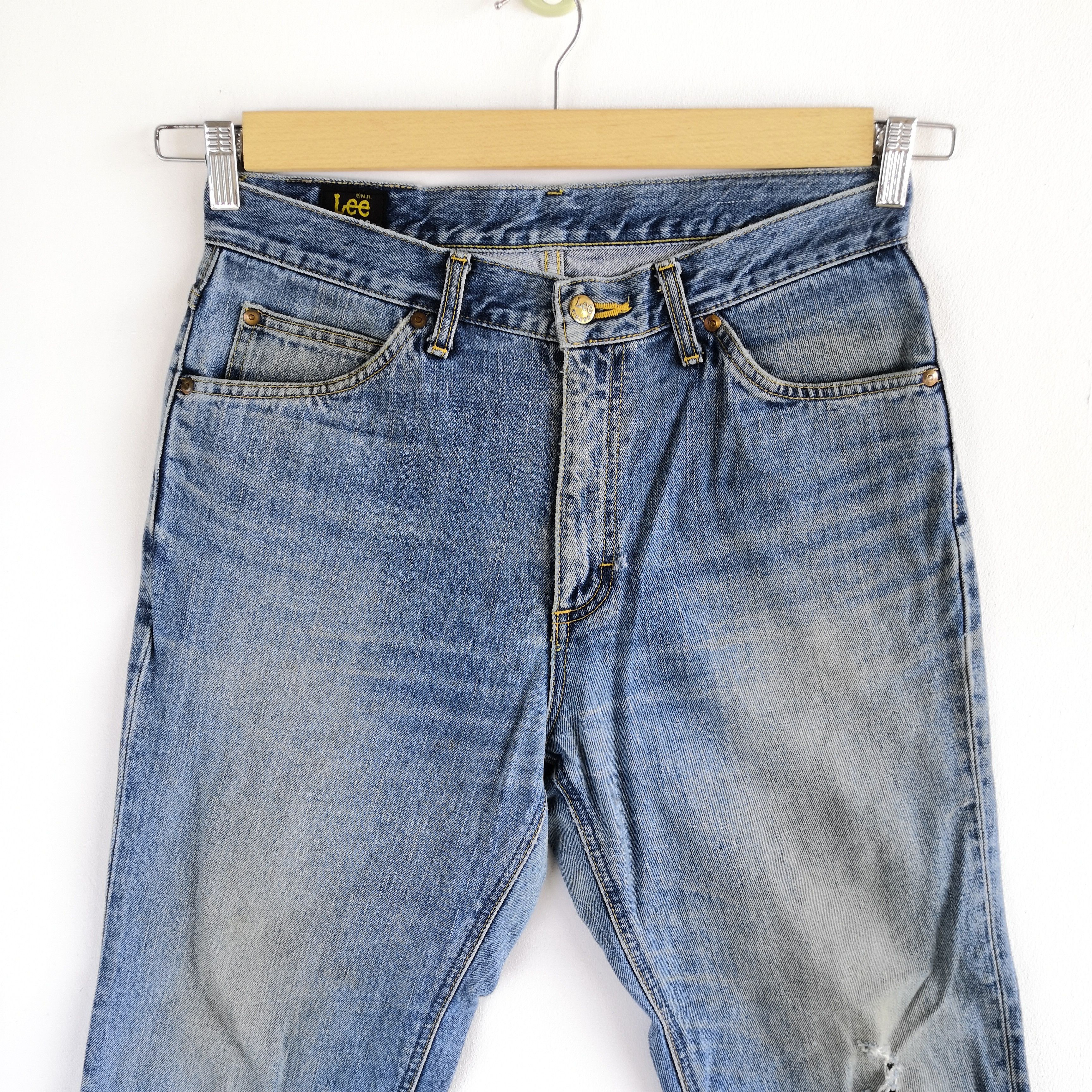 Lee Vintage 90s Lee Stone Wash Jeans Distressed Faded Denim Size US 32 / EU 48 - 3 Thumbnail
