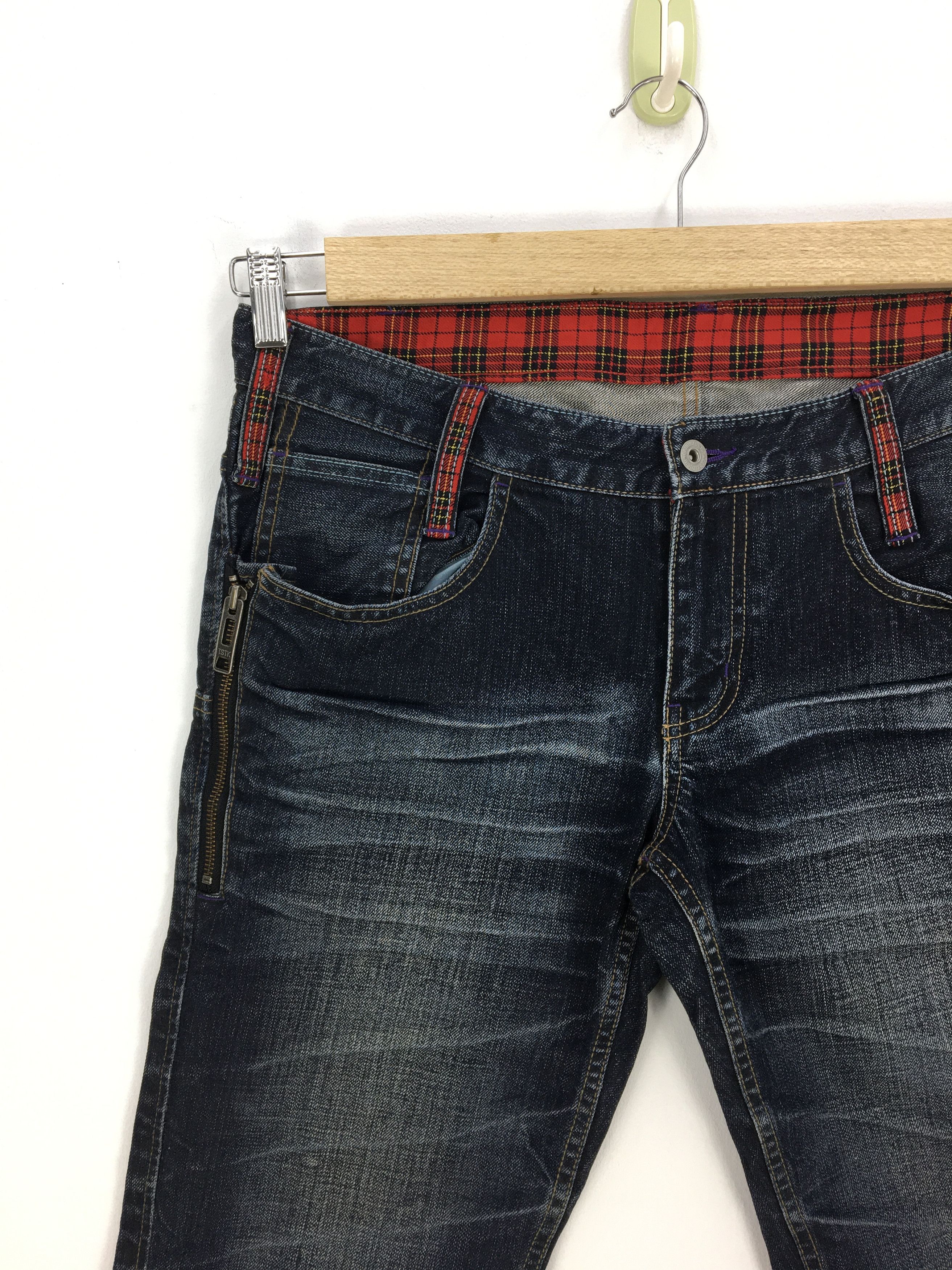 Japanese Brand Japanese Jeans Zipper Checkered Denim Pants - BS47331. Size US 36 / EU 52 - 3 Thumbnail