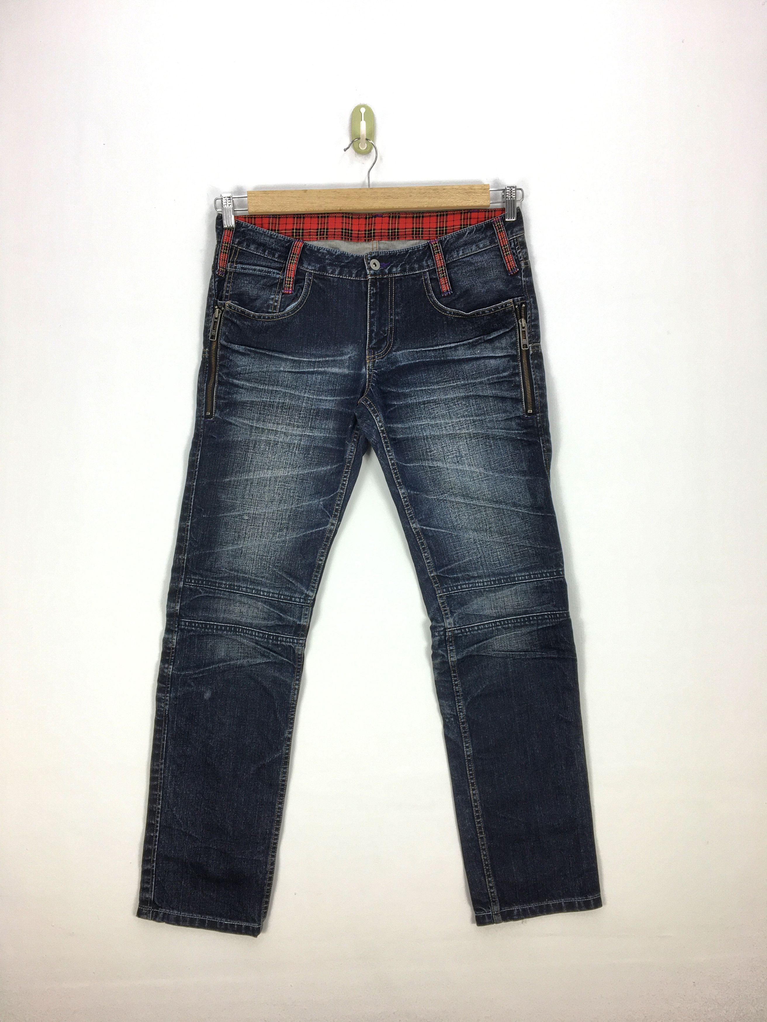 Japanese Brand Japanese Jeans Zipper Checkered Denim Pants - BS47331. Size US 36 / EU 52 - 1 Thumbnail