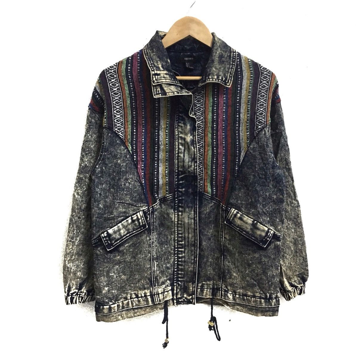 image of Denim Jacket x Forever 21 Japanese Fashion Designer Denim Jeans Jacket in Blue, Men's (Size Small)