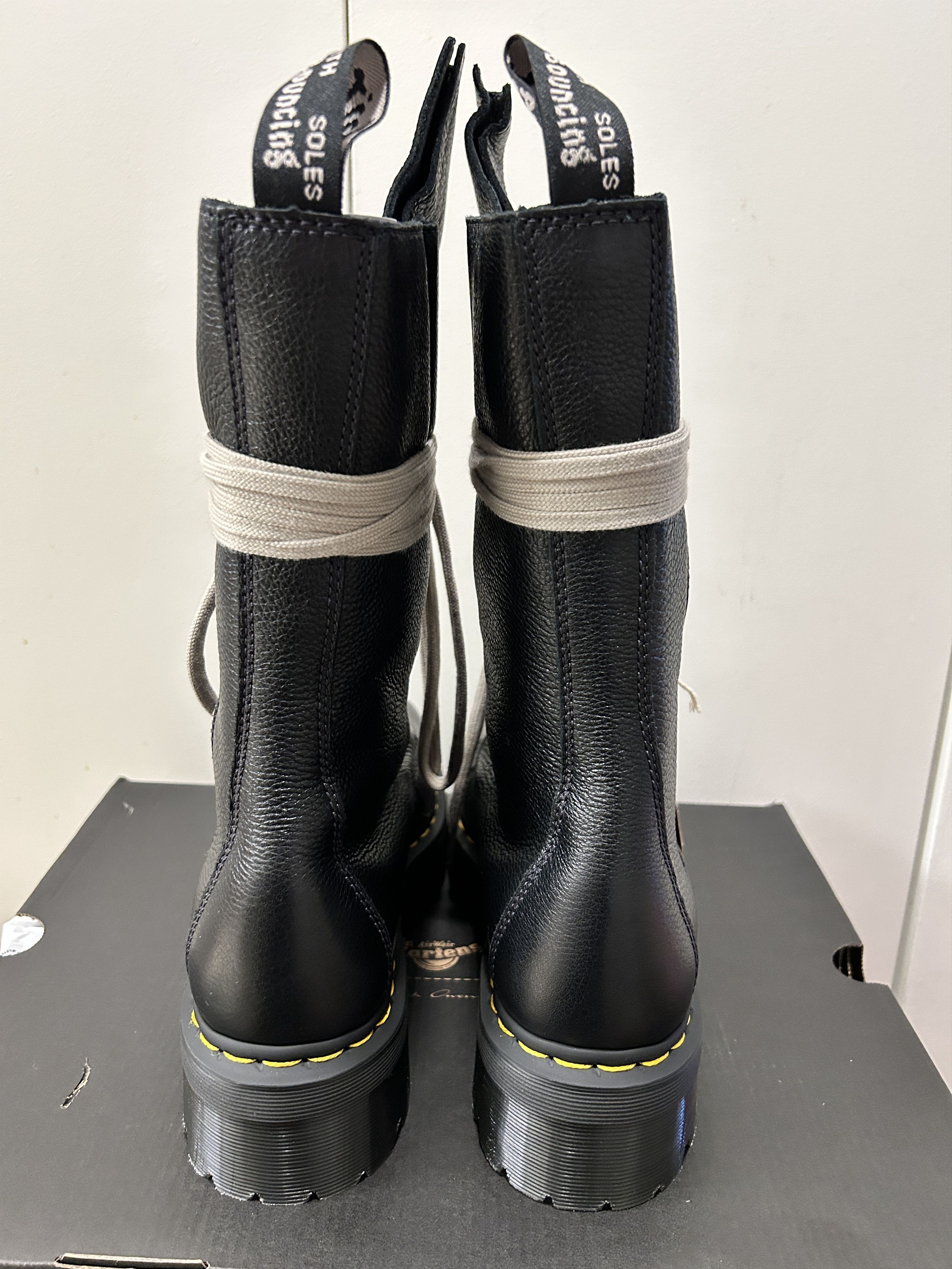 Dr. Martens × Rick Owens 1918 Quad Leather Sole Calf Length Boot Rick Owens Black Size US 12 / EU 45 - 6 Thumbnail