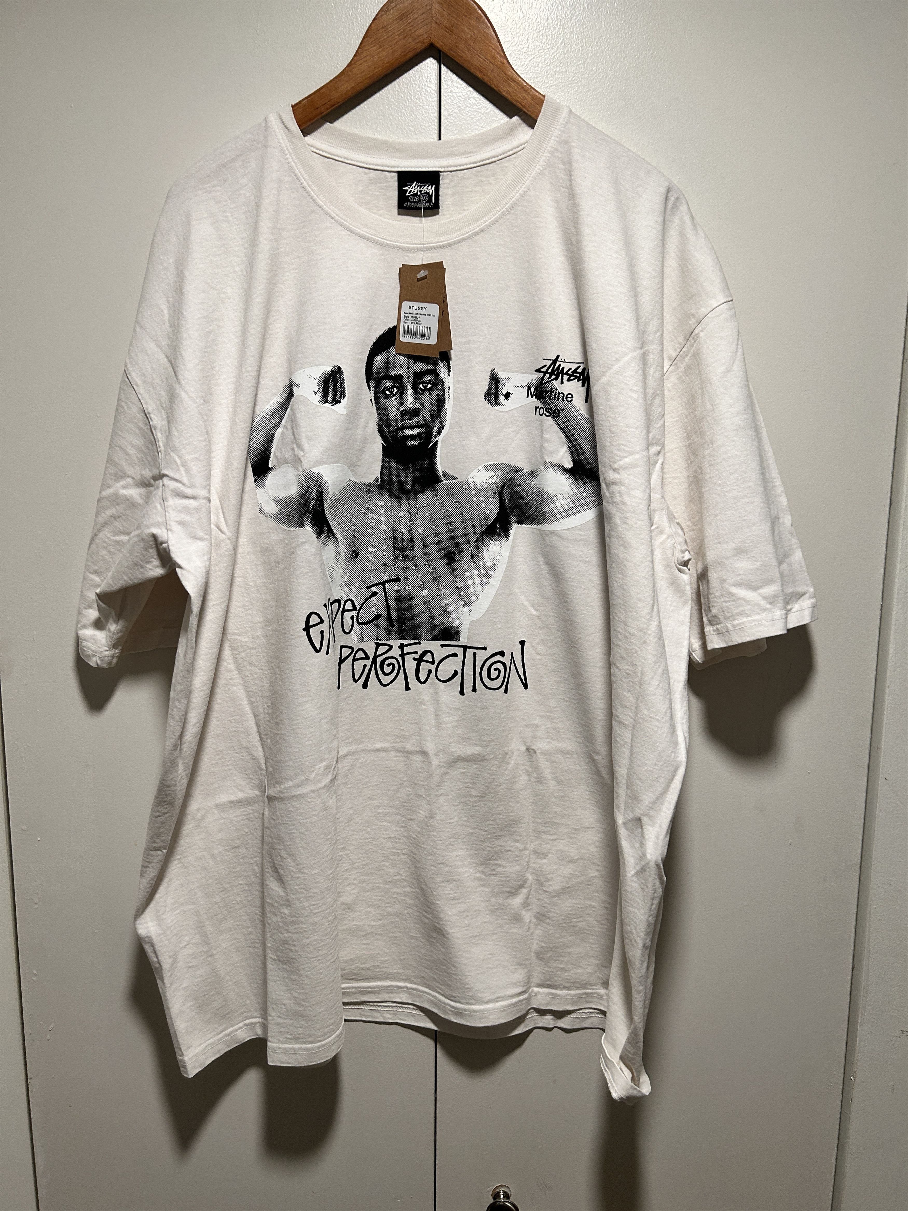 image of Martine Rose Stand Firm Pigment Dyed Tee Natural in White, Men's (Size 2XL)